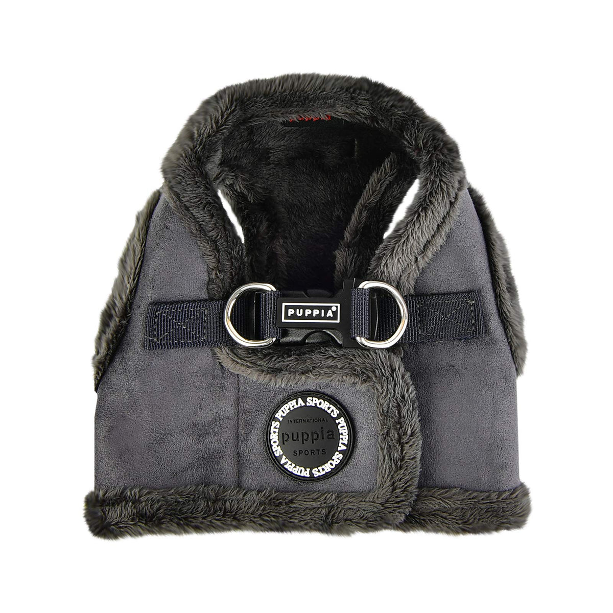 Puppia Terry Vest Dog Harness Step-In Winter Suede Warm No Choke No Pull Training Walking For Small And Medium Dog, Grey, Small