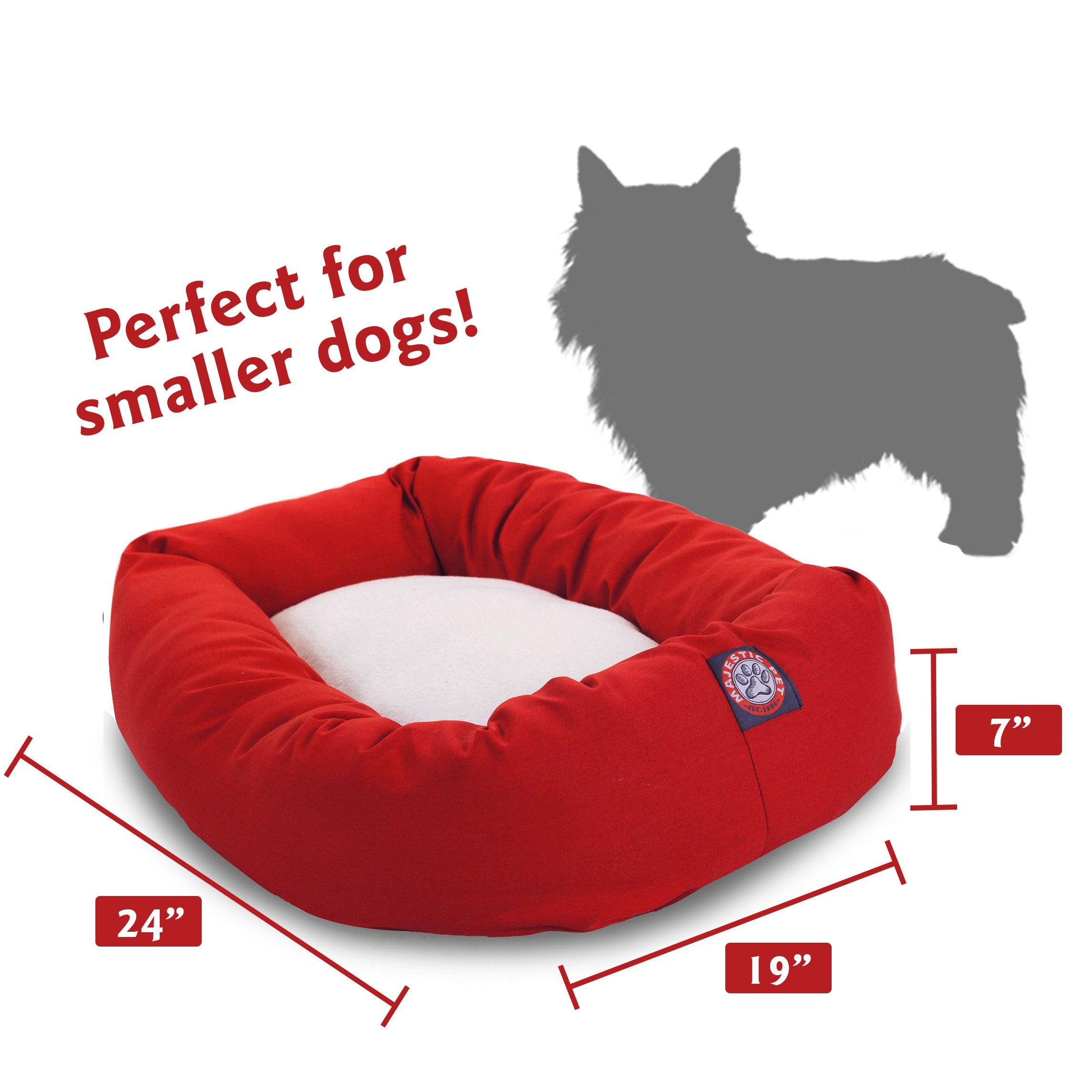 Majestic Pet 24 Inch Poly-Cotton Sherpa Calming Dog Bed Washable - Cozy Soft Round Dog Bed With Spine For Head Support - Fluffy