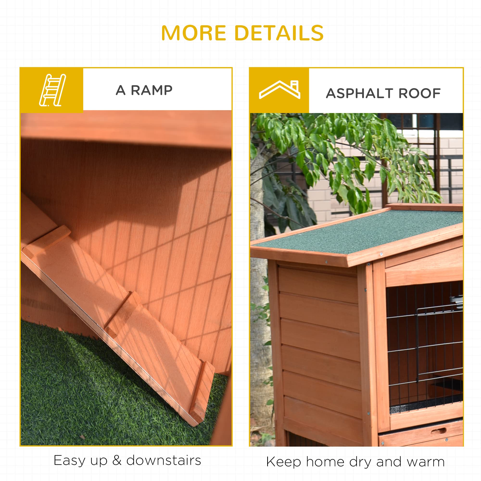 Pawhut 40'' Wooden Rabbit Hutch Small Animal House Pet Cage