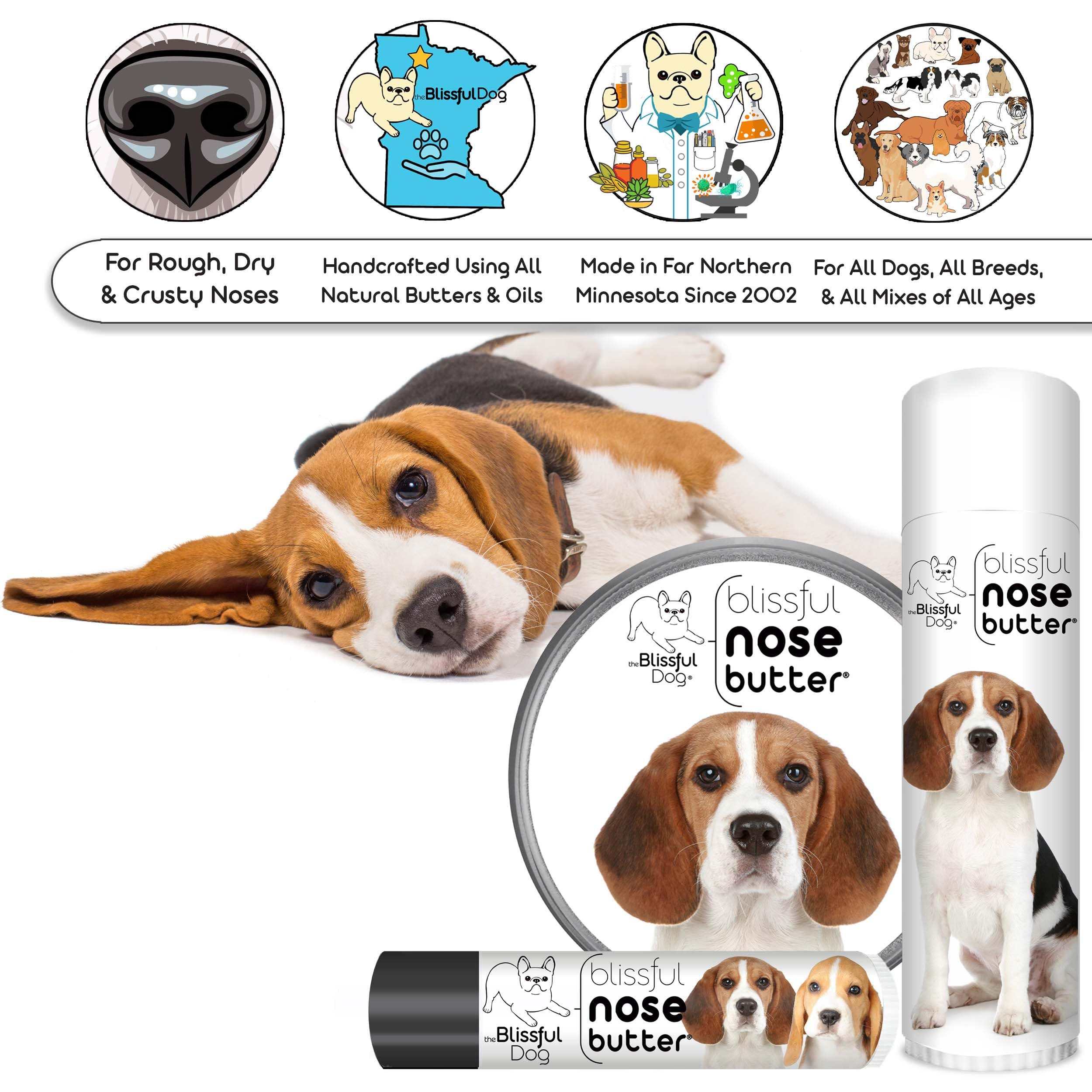 The Blissful Dog Beagle Unscented Nose Butter - Dog Nose Butter, 4 Ounce