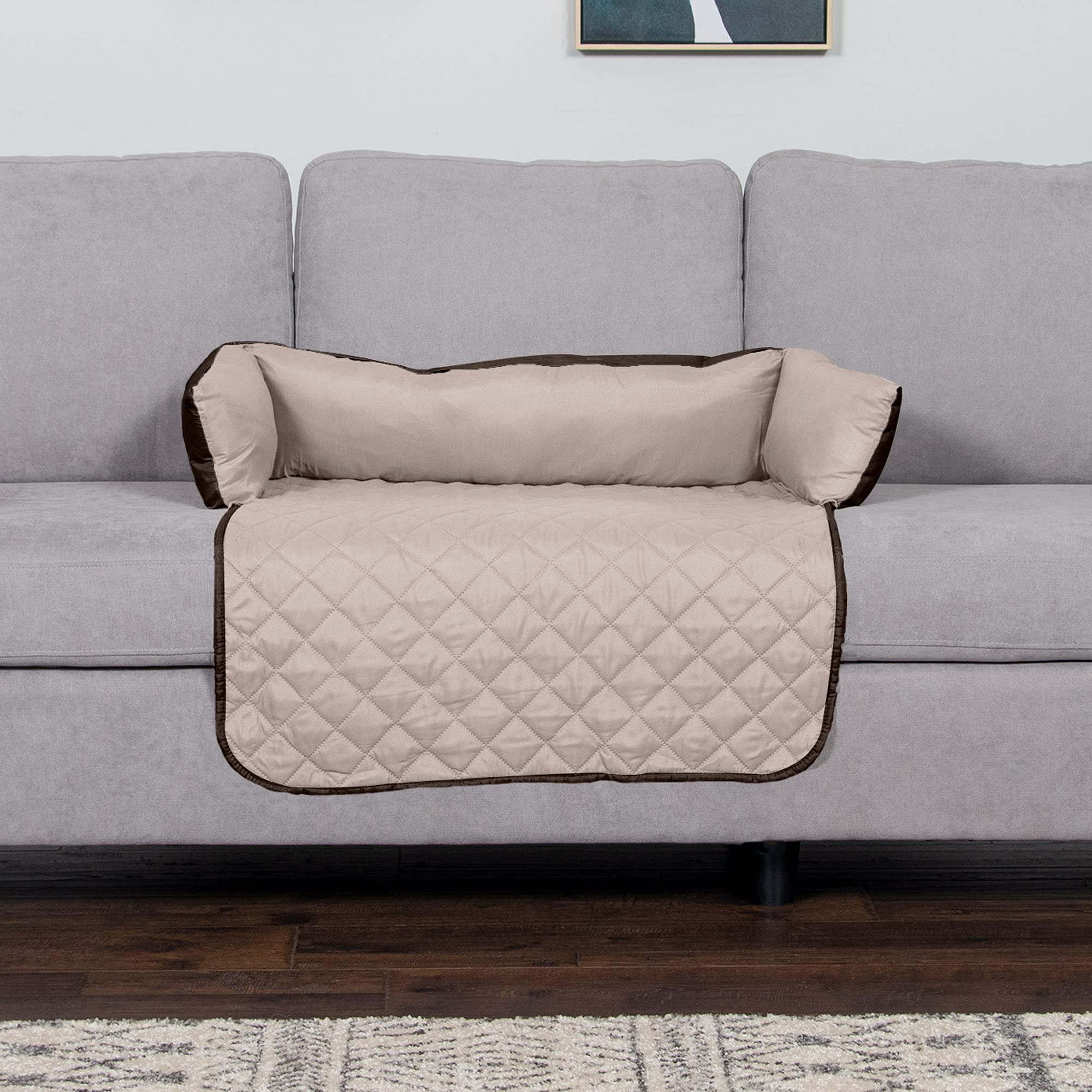 Furhaven Water-Resistant & Reversible 30' Wide Seat Cover Protector For Dogs & Cats, Perfect For Couches, Beds, & Car Seats - Sofa Buddy Bolster Seating Protector - Espresso/Clay, Medium
