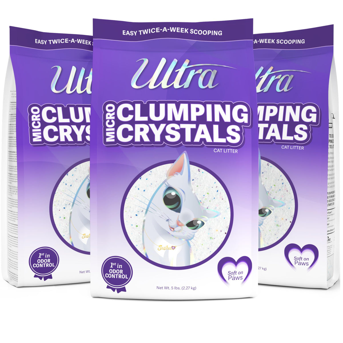 Ultra Clumping Micro Crystals Premium Cat Litter - Dust Free, Soft On Paws, Fragrance Free - 15 Lbs. Total (3Pk Of 5 Lbs.)