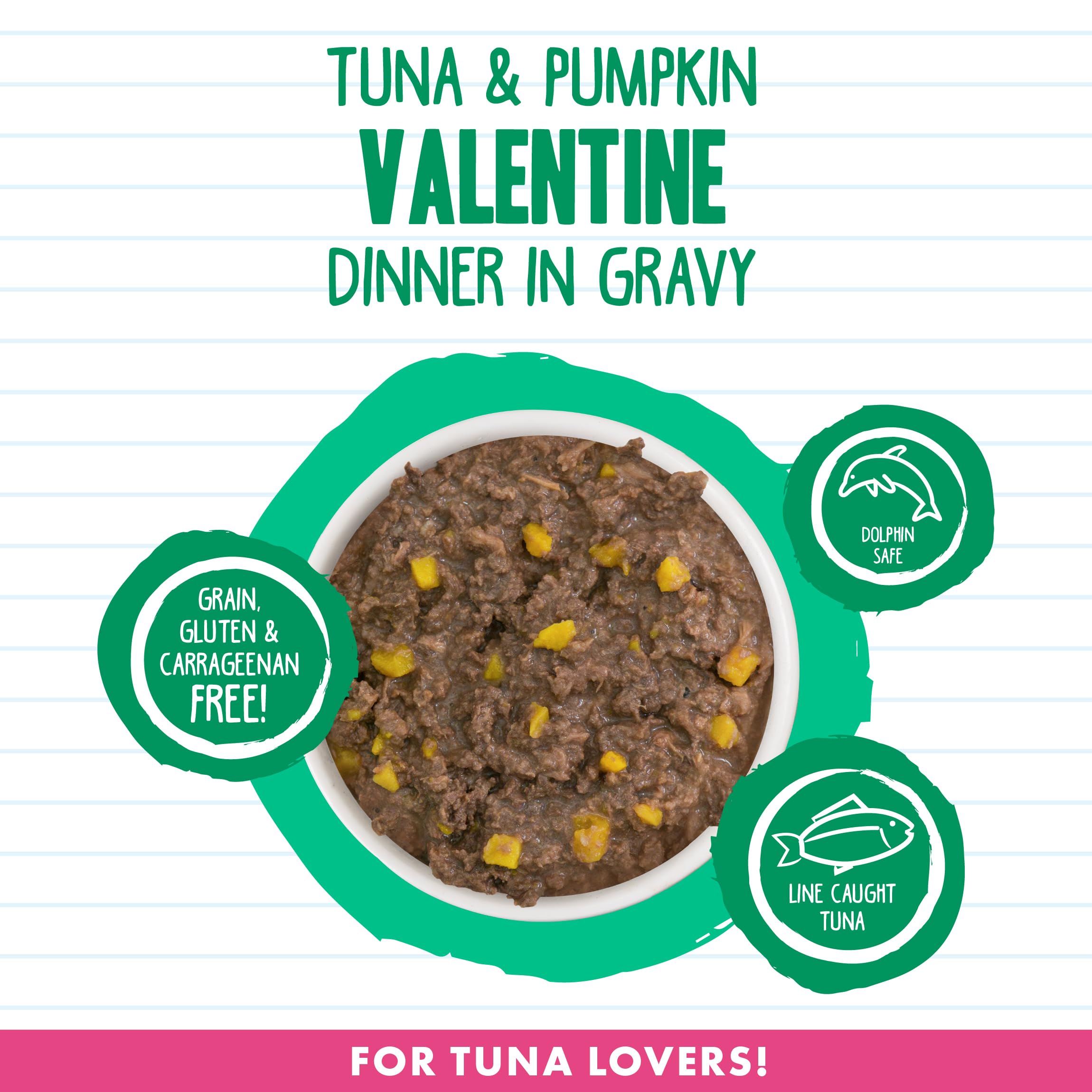 Weruva Best Feline Friend (B.F.F.) Tuna & Pumpkin Valentine with Tuna & Pumpkin in Gravy Cat Food, 5.5oz Can (Pack of 24), Green