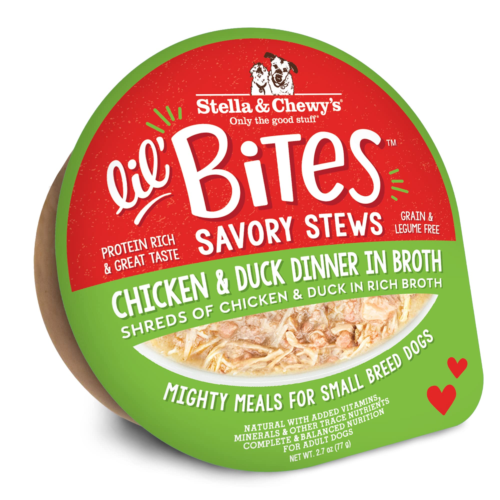 Stella & Chewys Lil Bites Savory Stews for Small Breeds Chicken & Duck Dinner in Broth, 2.7 Ounce (Pack of 12)