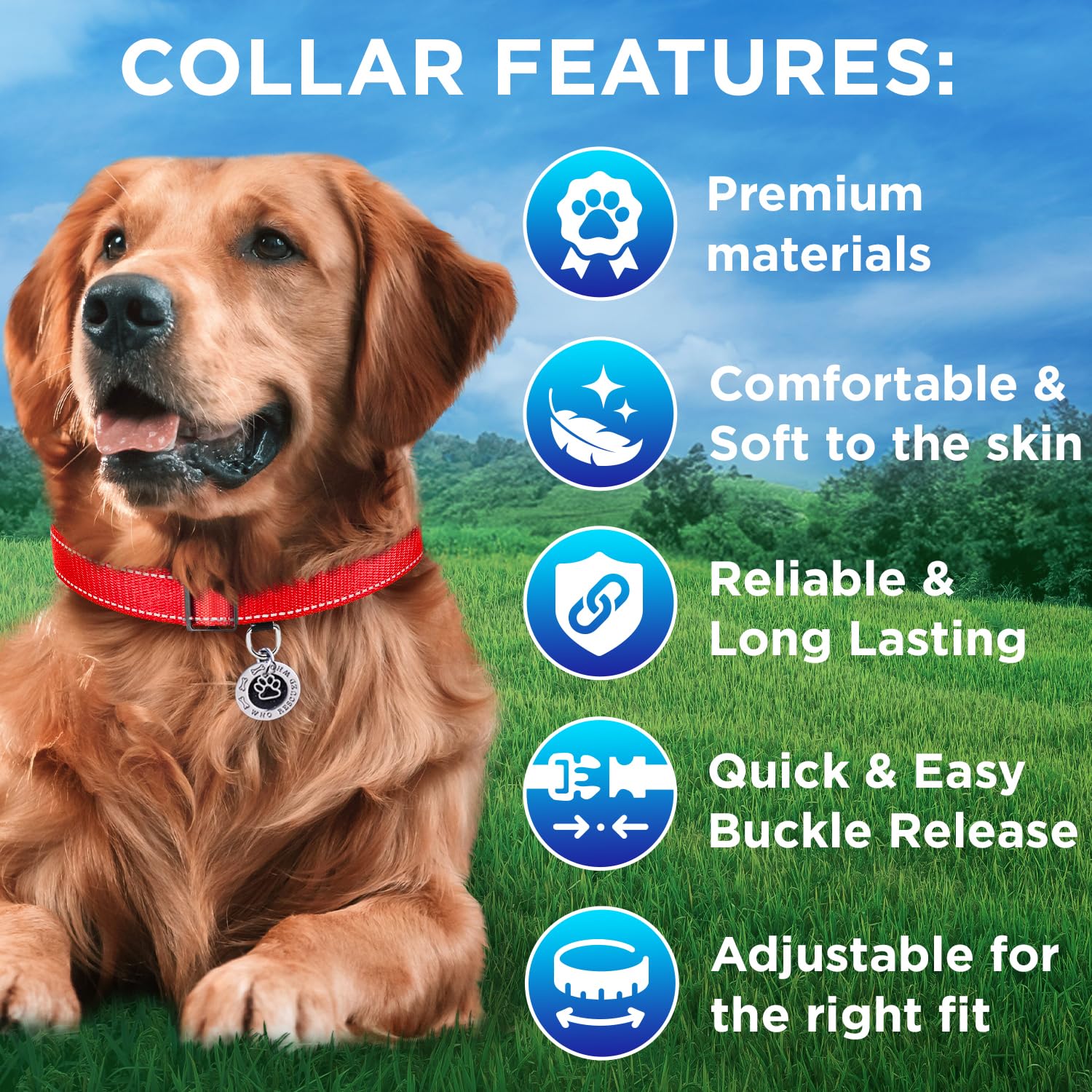 Teceum Reflective Pet Collar - Red - Xl - Extra Soft Padding - Basic Nylon Dog Collar - Quick Release Buckle - Fits Small, Mediu
