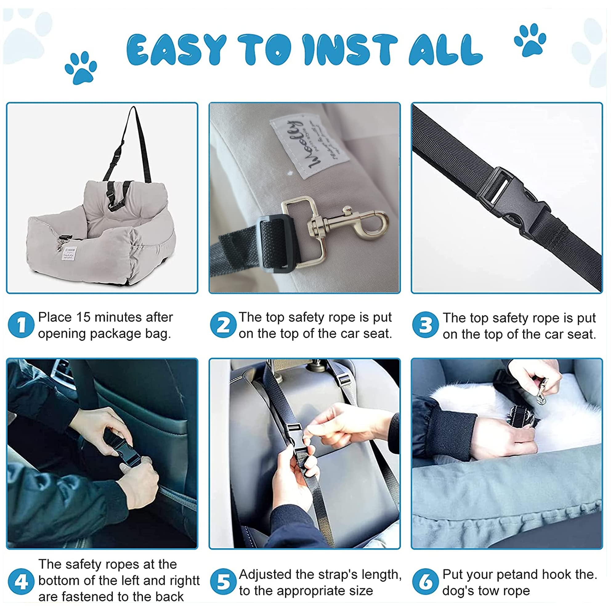 Aidou Dog Car Seat, Dog Booster Seat For Small Medium Large Dogs Cats,Pet Travel Booster Seat, Dog Safety Car Seat With Storage,Dog Car Bed Dual-Use For Car And Home (Midium Grey)