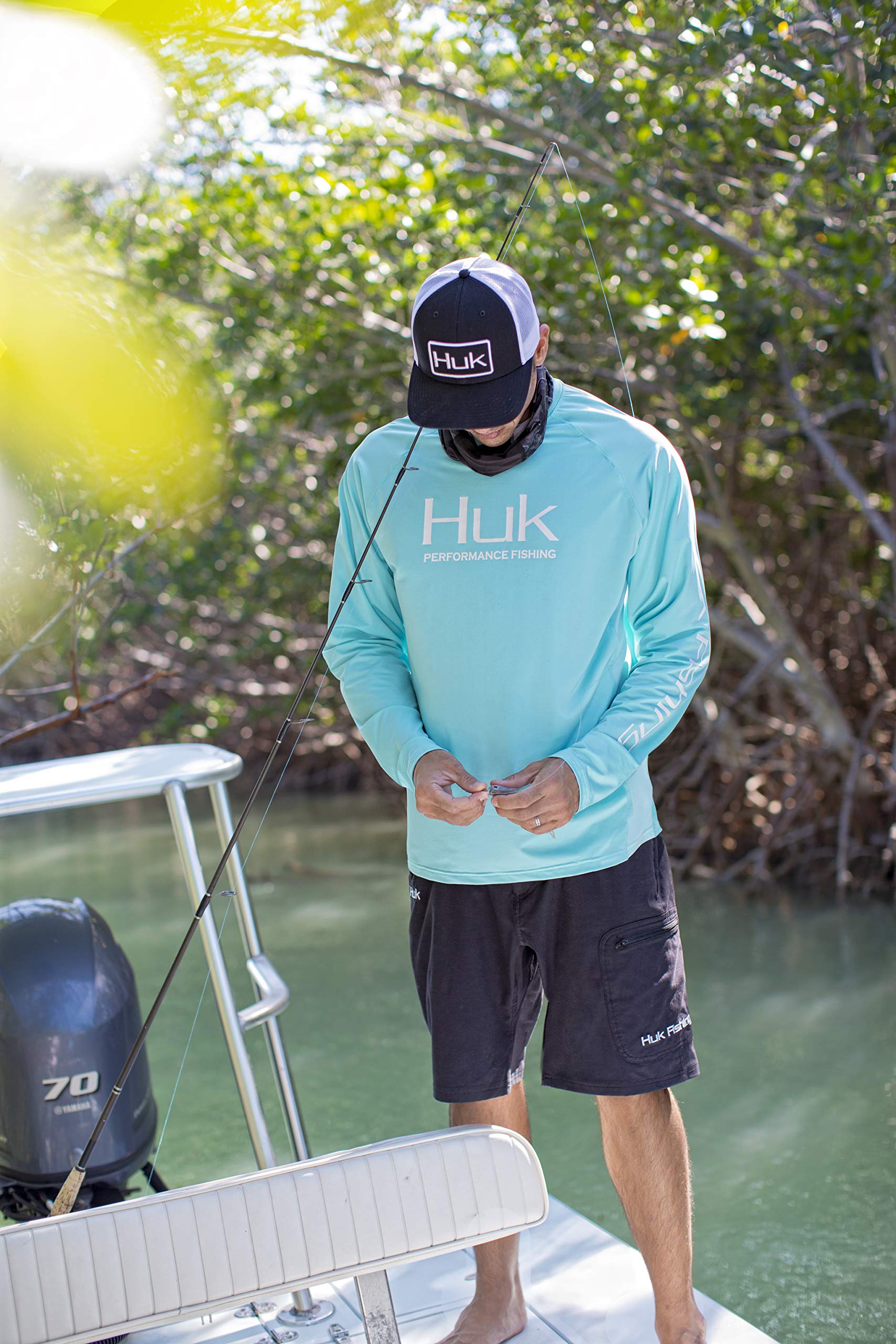 Huk Mens Standard Next Level Quick-Drying Performance Fishing Shorts, Black-105, Large