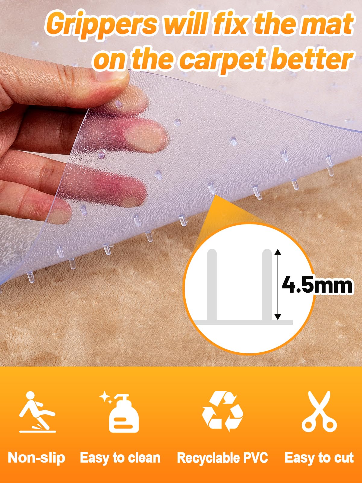 8.69Ft(L) Carpet Protector For Pets - Anti-Slip Cat Carpet Protector, Scratch Resistant Pets Scratch Stopper, Easy To Cut Floor