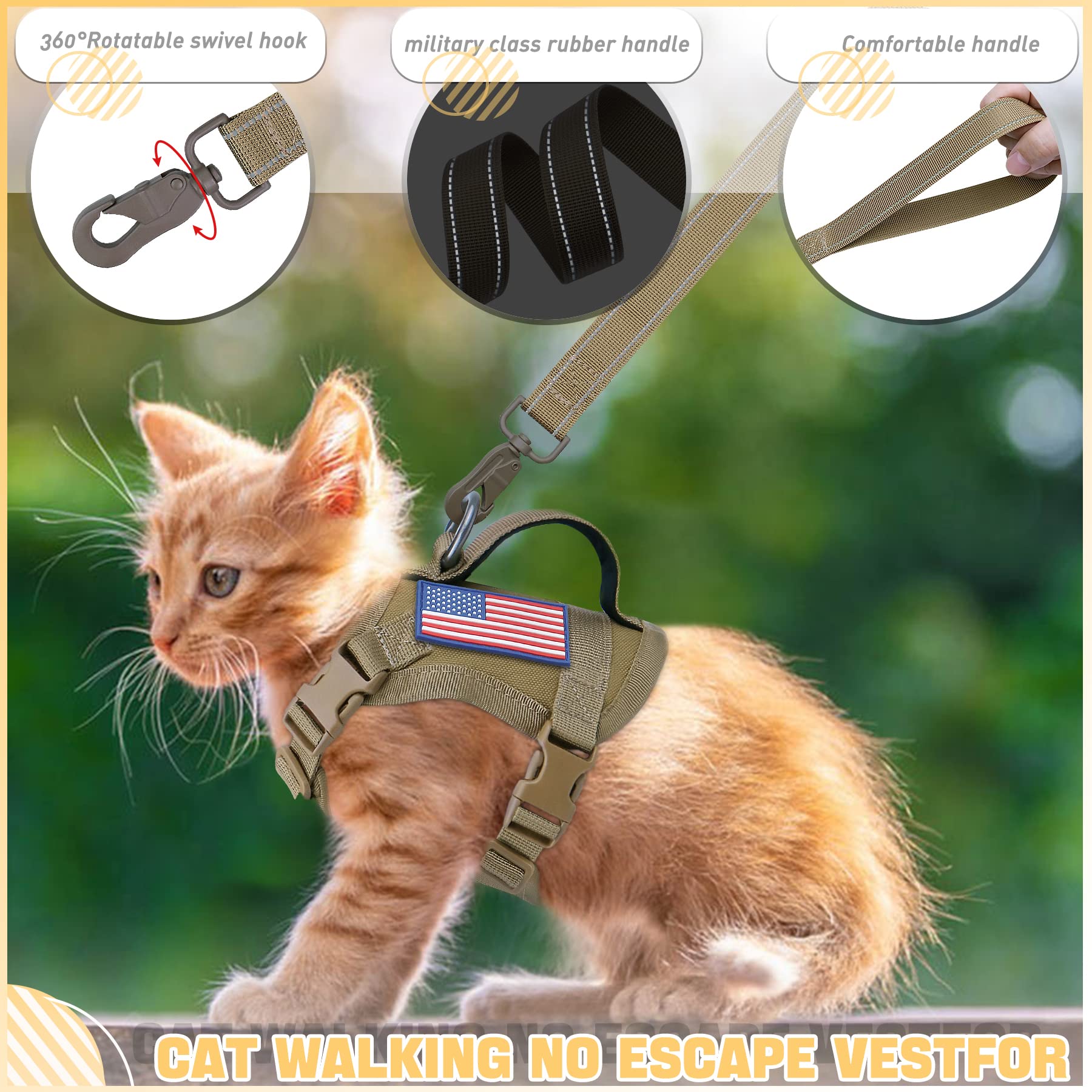 Cat Vest Harness Leash Set For Walking Escape Proof Adjustable Comfy Mesh No Pull Harness For Extra Small Cat Kitten Puppy Contr