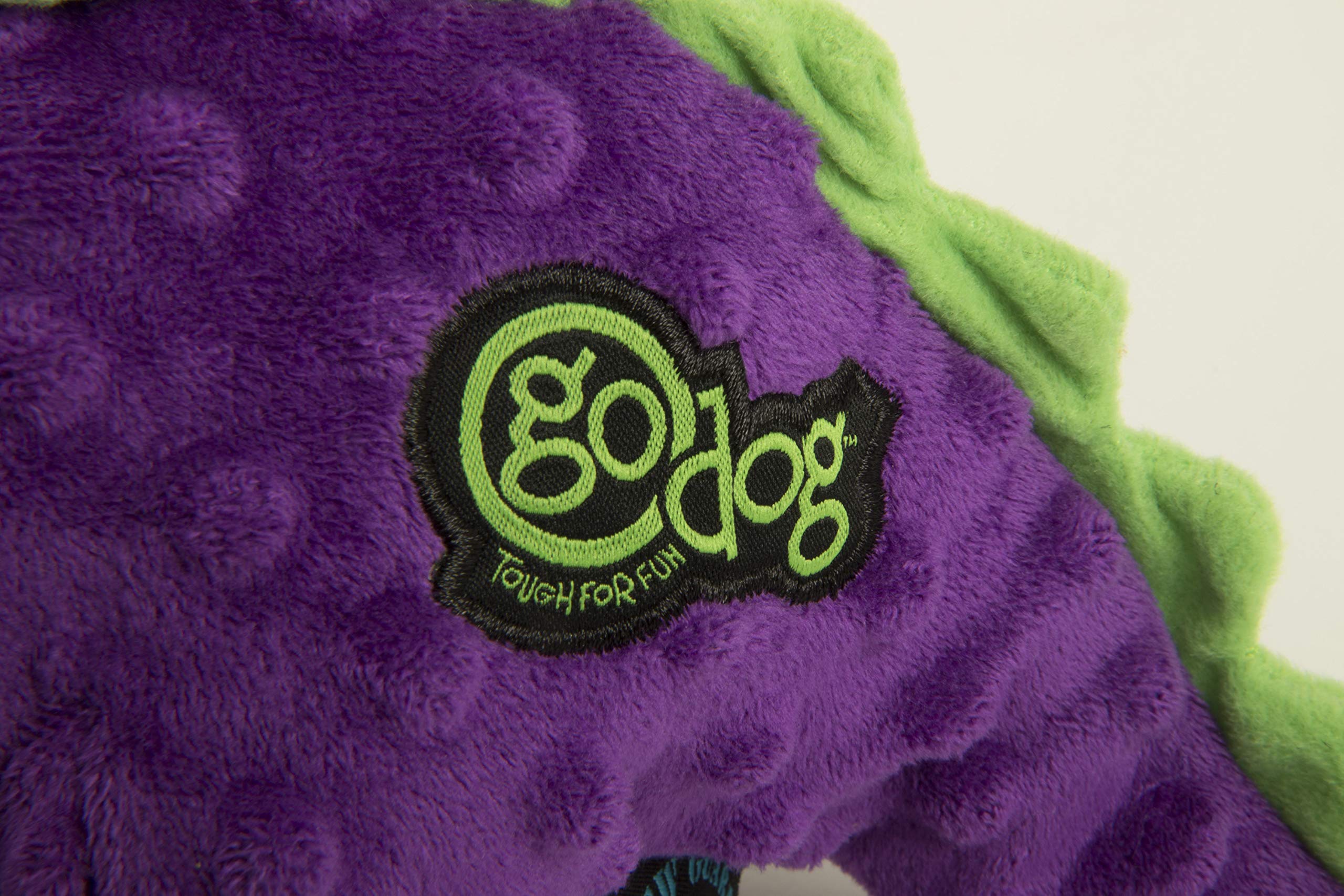 Godog Dinos Bruto Squeaky Plush Dog Toy, Chew Guard Technology - Purple, Large