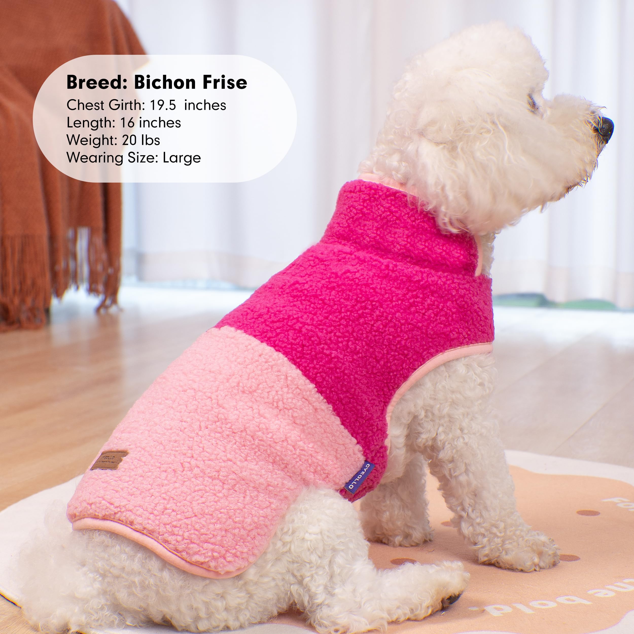 Cyeollo Warm Dog Coat - Reversible Fleece Jacket For Large Dogs, Soft Winter Coat With Leash Hole, Rose Red Xxxl