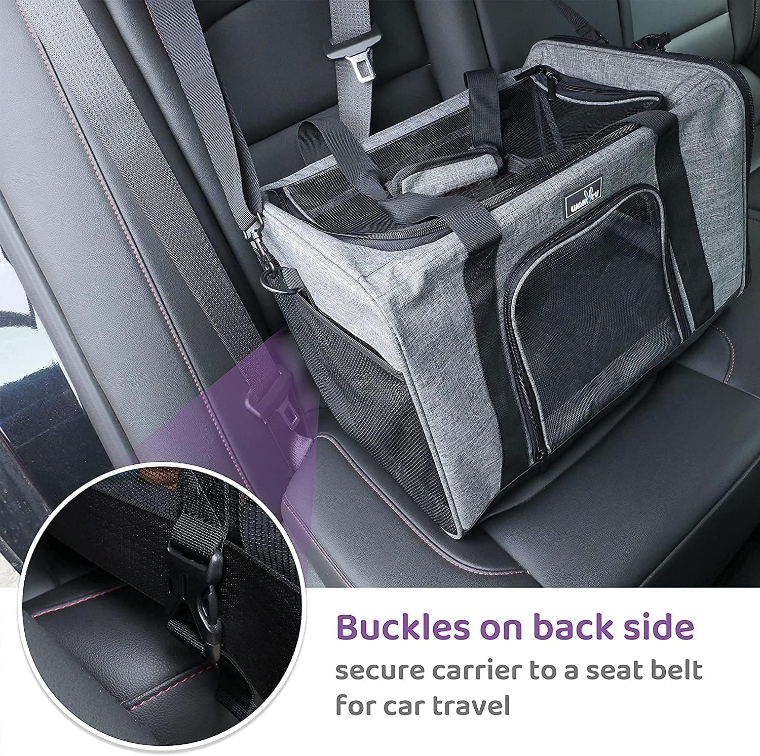 Wakytu Airline Approved Pet Carrier, Collapsible Cat Carrier, Expandable Dog Carrier, 900D High Density Oxford Cloth, Wear-Resis