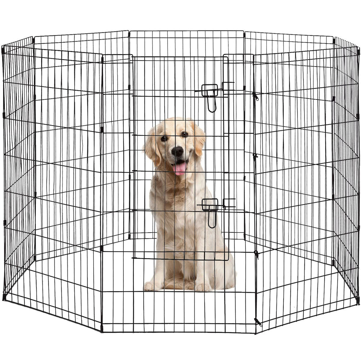 8-Panel Tall Dog Playpen Crate Fence Pet Kennel Play Pen Exercise Cage, 42-Inch, Black