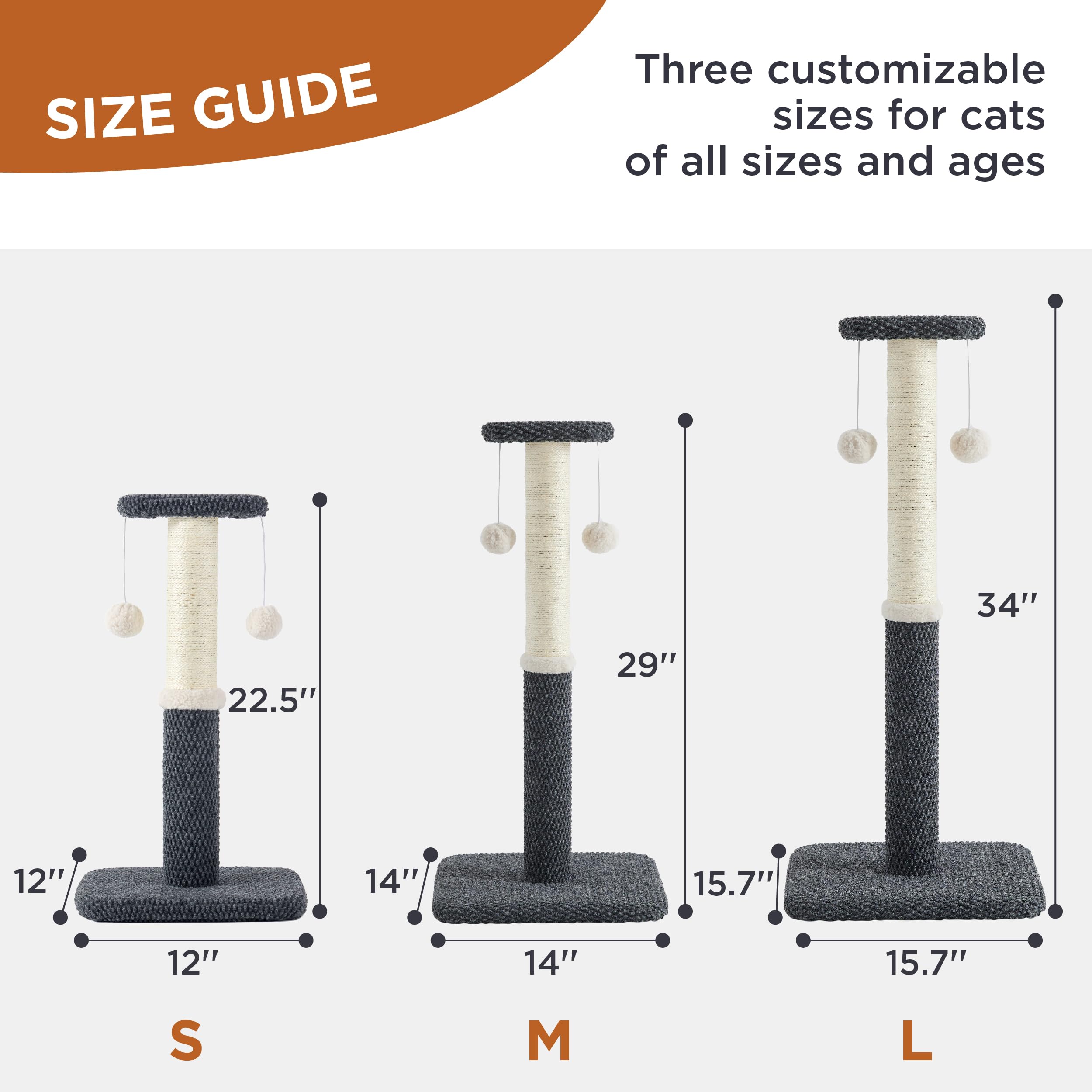 Lesure 34  Tall Cat Scratching Post - Highly Resistant Carpet Scratch Post, Premium Sisal Rope Scratch Posts Kitten and Adult Ca