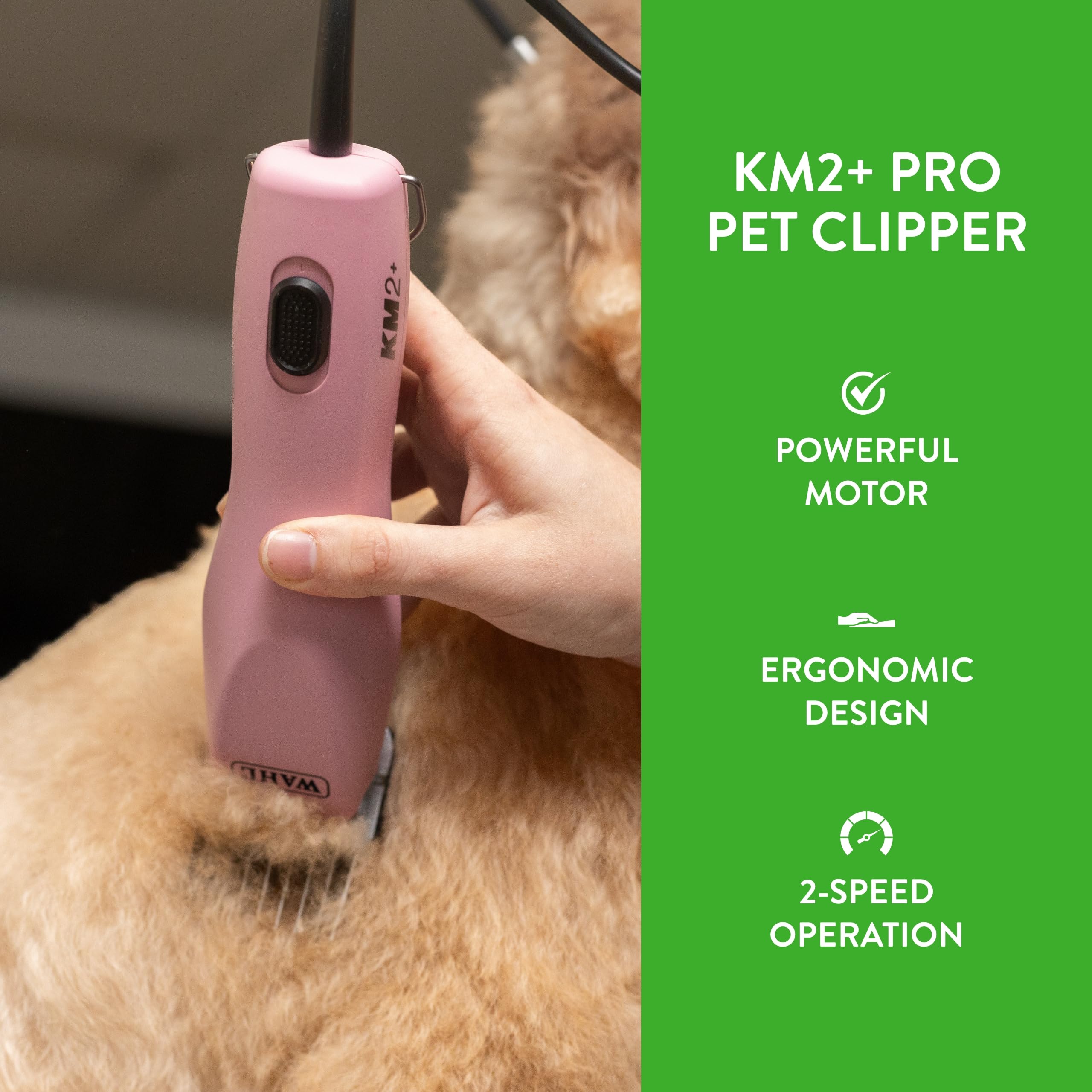 Wahl Pro Animal Km2+ Corded Clipper - Pet Clippers For Cats, Dogs & Horses - Premium Grooming Tools - 2 Speeds & 14-Foot Cord -