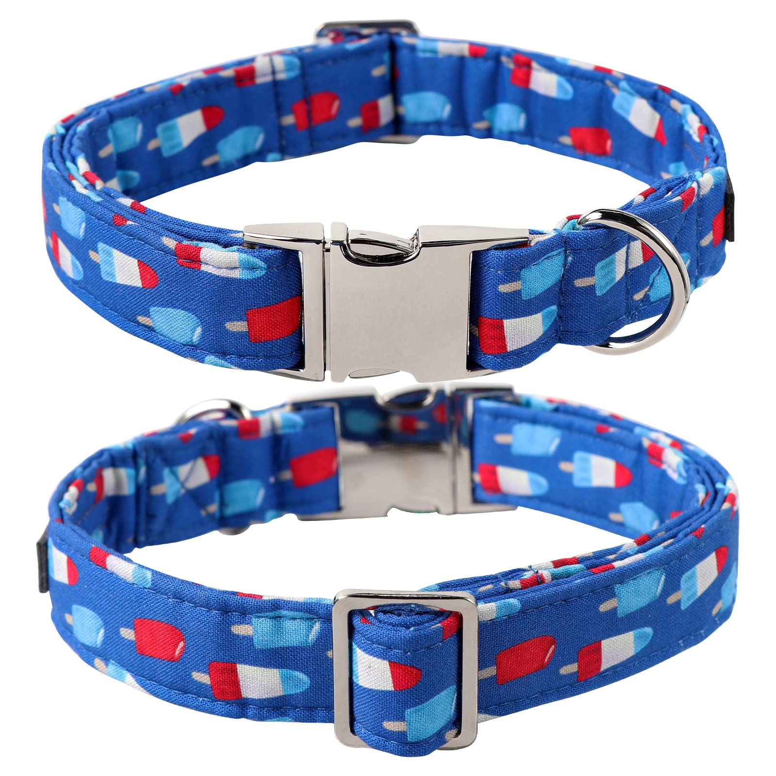 Lionet Paws Patriotic Dog Collar With Sailor Bow, 4Th Of July, Soft And Comfortable Adjustable Summer Popsicle Collar For Large