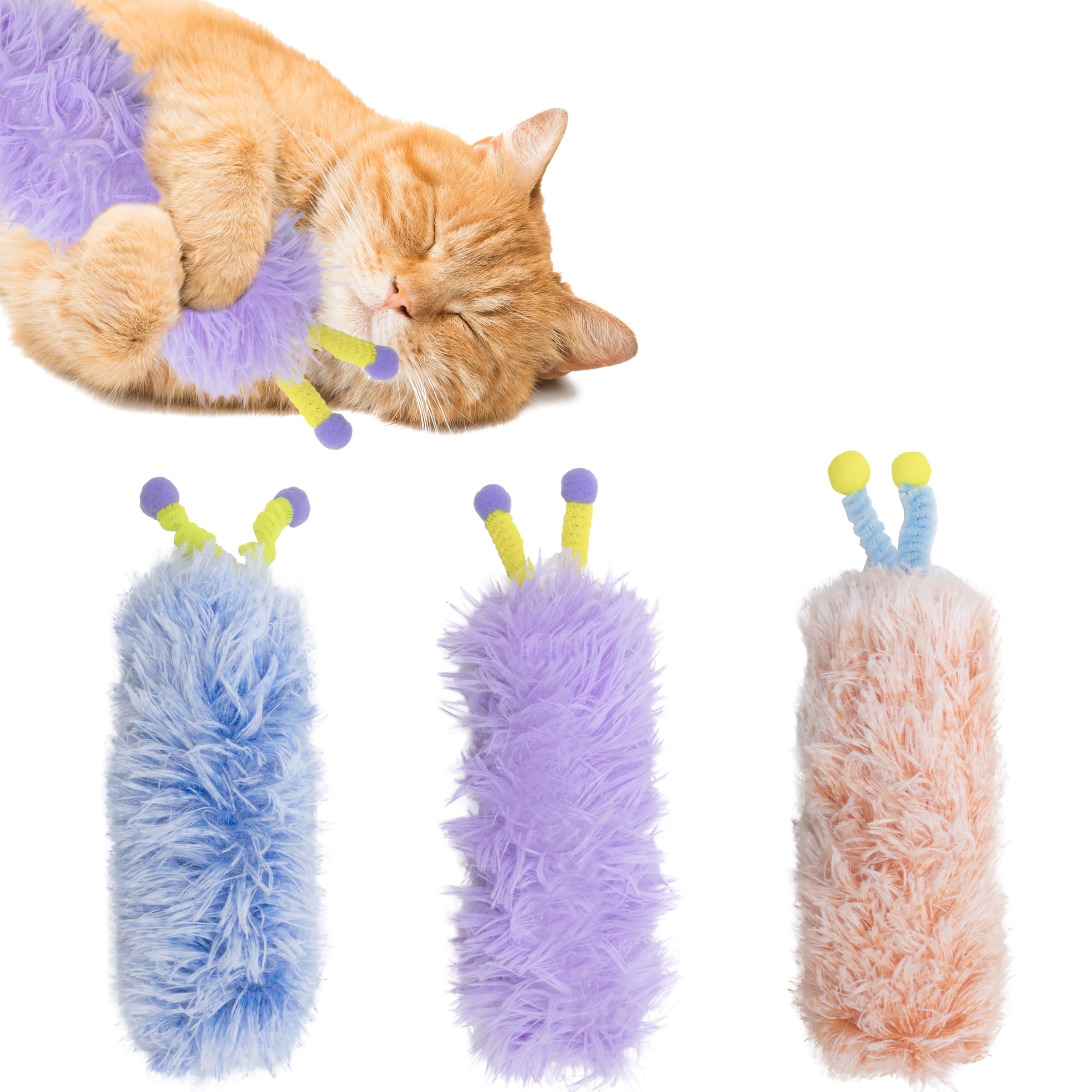 Maiiu 3 Pack Catnip Toys,Soft And Durable Cat Pillows Toys, Rich Color Cat Toys With Antennae, Indoor Interactive Cat Kicker Toy