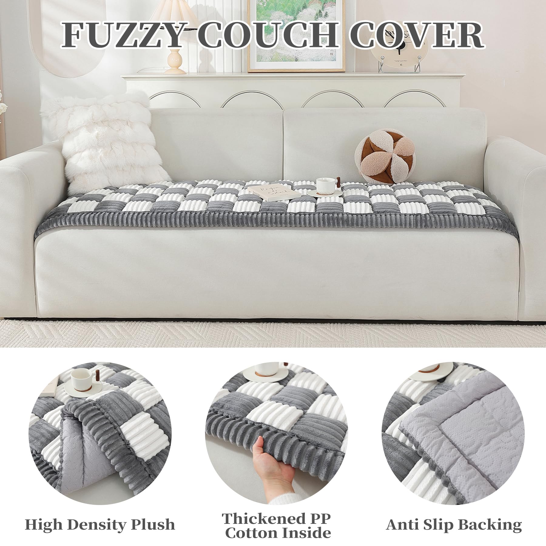 Couch Cover For Dogs Washable, Pet Sofa Cover, Dog Couch Cover Protector, Non Slip Dog Bed Mat, Soft Fuzzy Couch Cover For 2-3 C