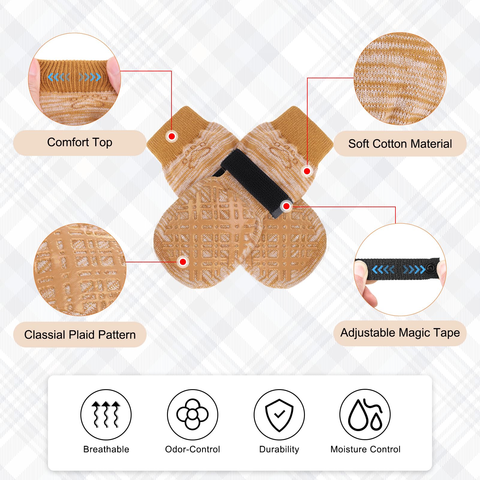 BEAUTYZOO Dog Socks to Prevent Licking Paws, Dog Shoes for Hot Pavement Small Medium Large Senior Dog Booties, Non Slip Dog Boot