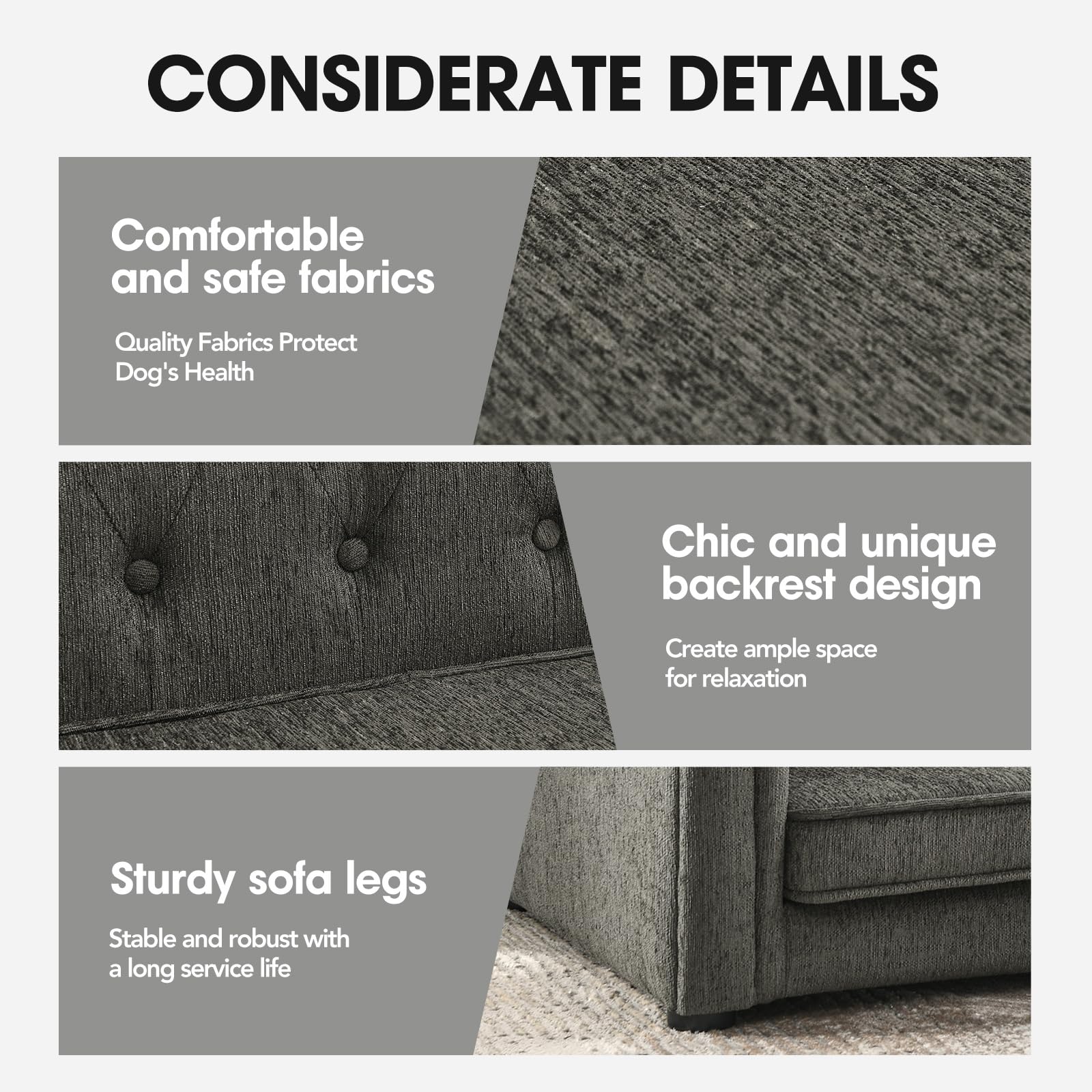 Dog Couches for Large Dogs Up to 60 lbs, 29  W Memory Foam Large Dog Bed with Legs, Durable Elevated Sofa Couch, Dry Clean Only,