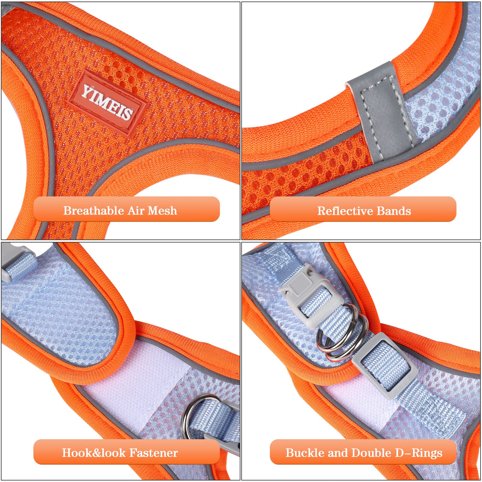 YIMEIS Dog Harness and Leash Set, No Pull Soft Mesh Pet Harness, Reflective Adjustable Puppy Vest for Small Medium Large Dogs, C
