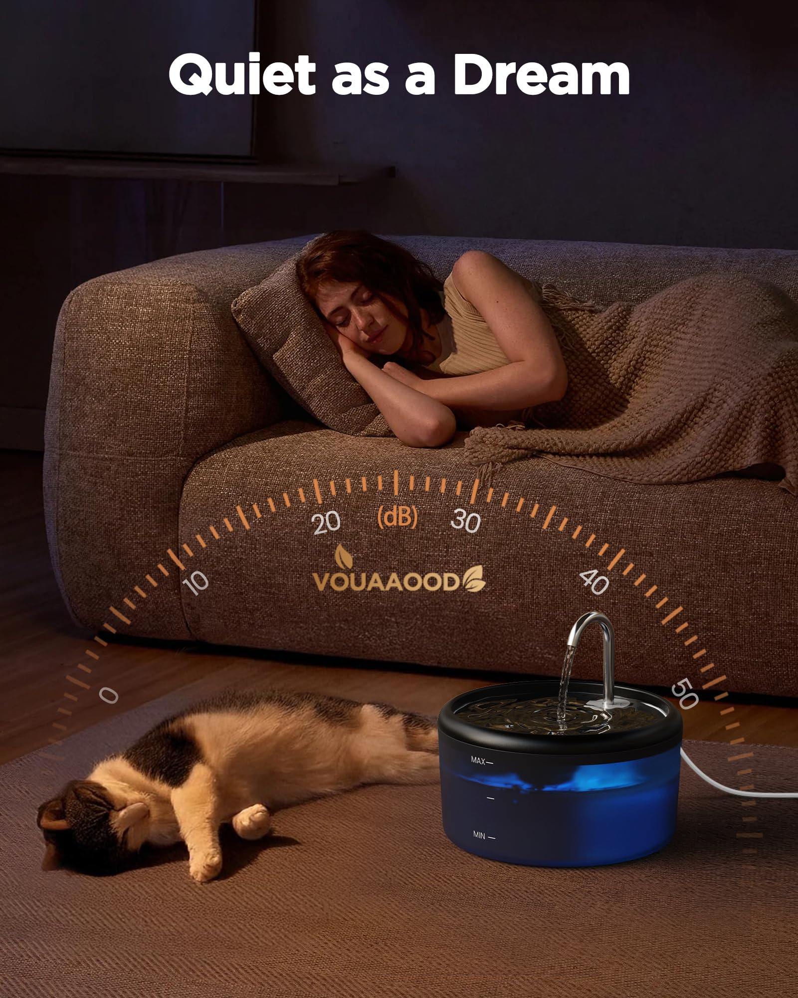 Cat Water Fountain For Cats Inside: Pet Water Fountain - Auto Cat Drinking Fountain - Faucet Pet Water Dispenser With Led Light