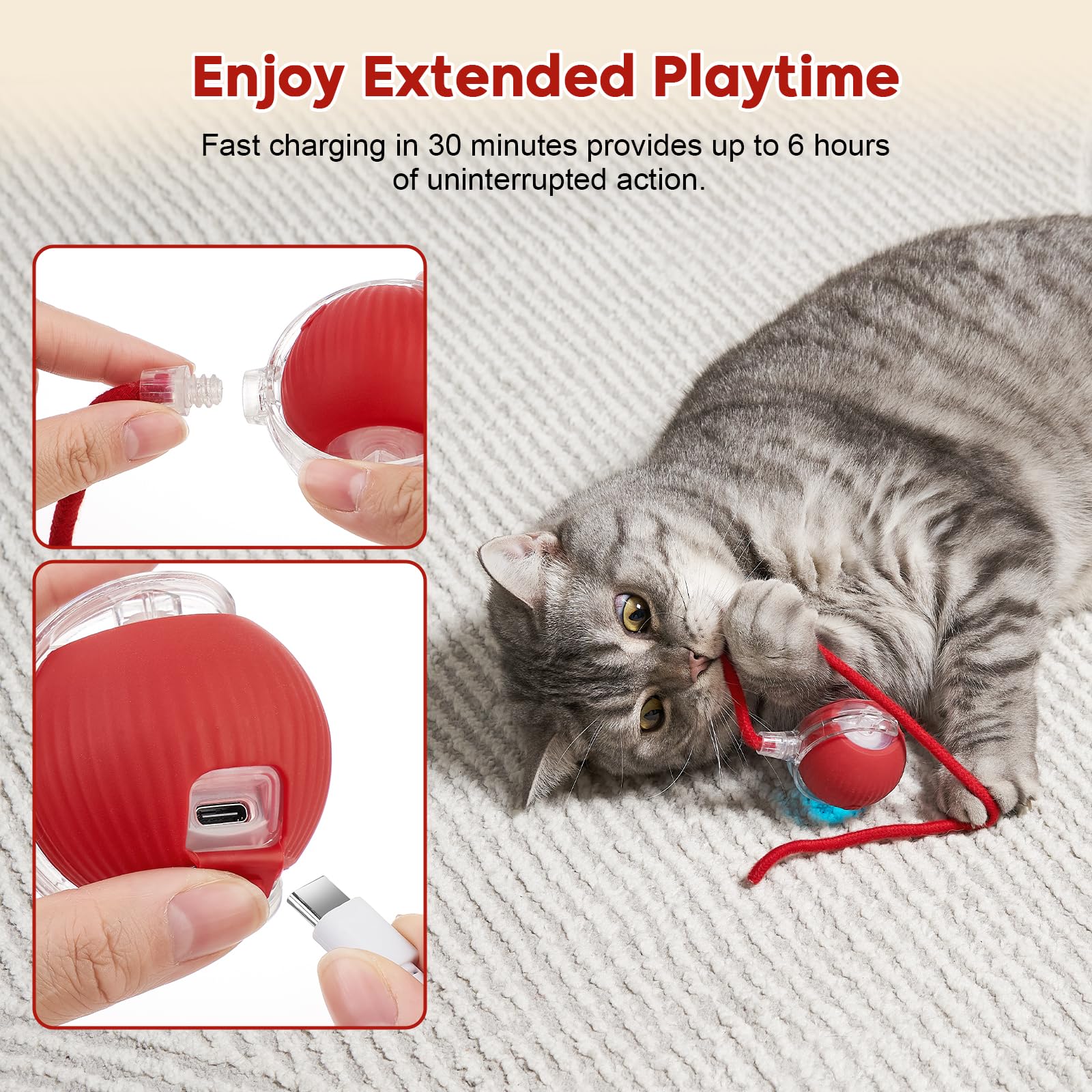 Utroni Interactive Dog & Cat Electric Active Toys, Smart Rolling Ball For Dogs & Cats, 360 Smart Automatic Rolling Pet Ball, Fas