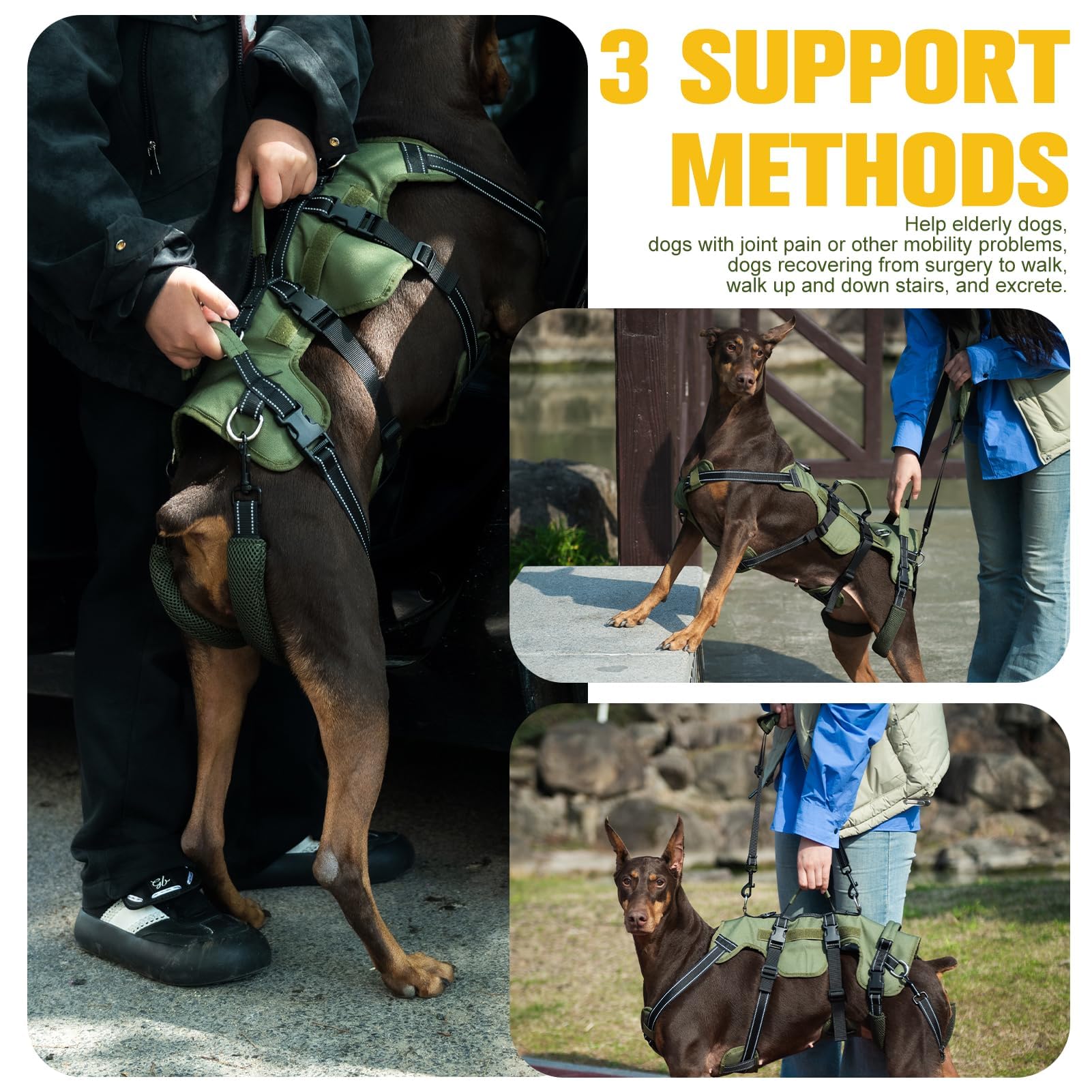 Bingpet Dog Lift Harness For Large Dogs,Full Body Support Rehabilitation Dog Sling Carrier With Handles,Reflective Multifunction