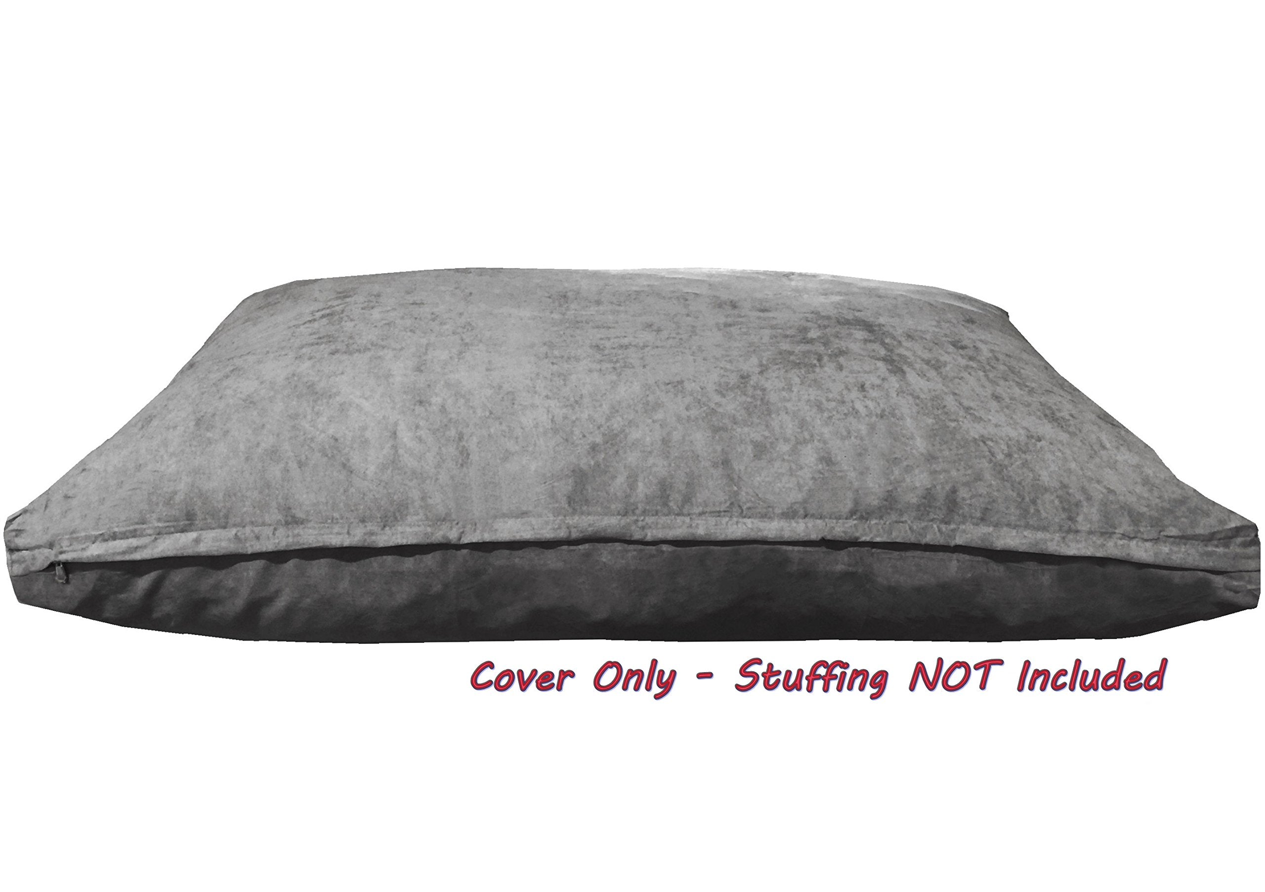 Dogbed4Less Diy Pet Bed Pillow Grey Microsuede Duvet Cover And Waterproof Internal Case For Large Dog At 47X29X4 Inch - Covers Only