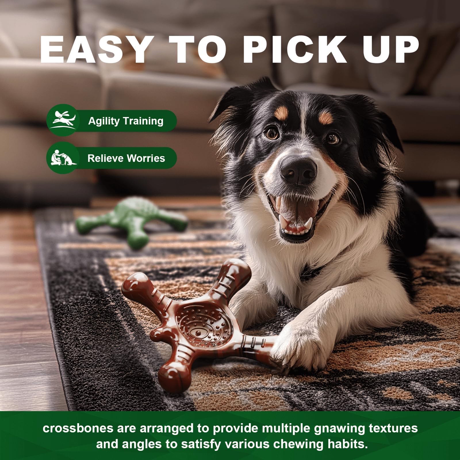 Quizvi Dog Chew Toys for Aggressive Chewers - Indestructible Dog Toy,Tough Nylon Bone for Small and Medium Dogs, Puppy Teething