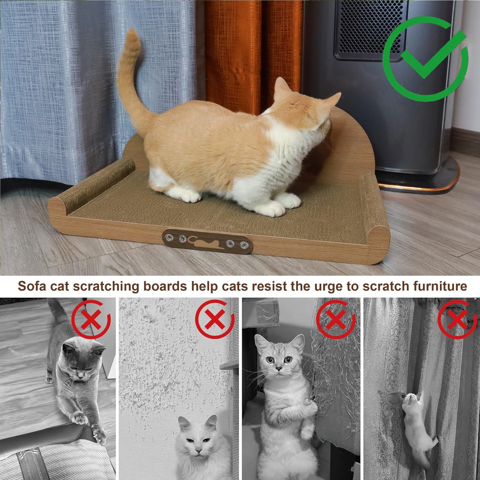 Asou Cat Scratcher Couch Cat Scratching Bed Large Cat Scratcher Bed Cat Lounge Bed Scratching Pad For Indoor Cats