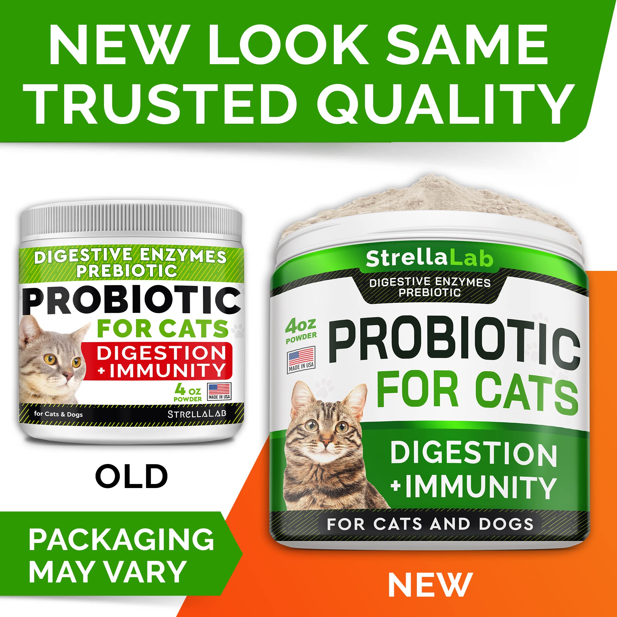 StrellaLab Cat Probiotic Powder - Probiotics for Cats with Diarrhea - Easy to Mix Powder - Cat Probiotics for Indoor Cats, Healt