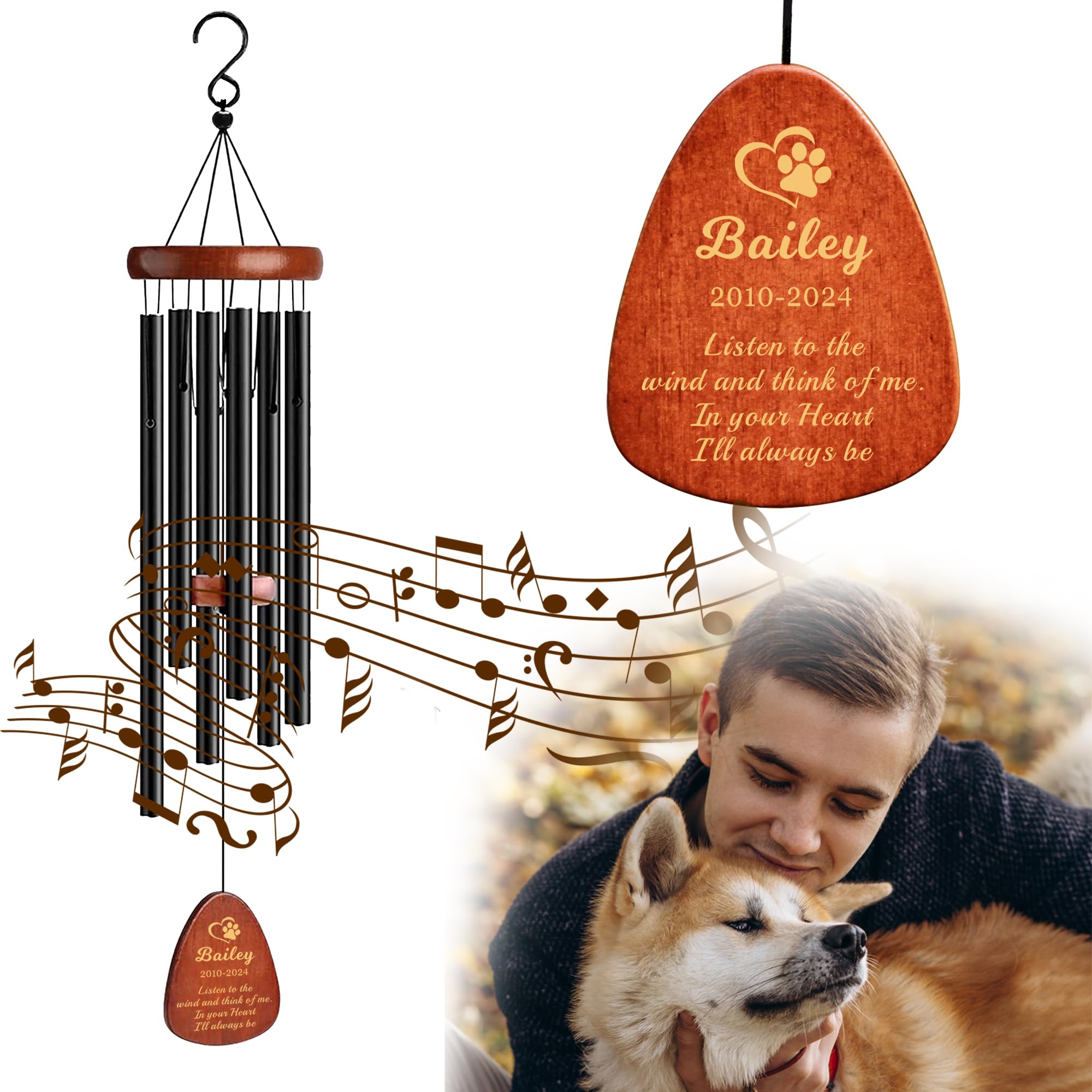 Personalized Dog Memorial Gifts for Loss of Dog Pet Memorial Gifts for Dogs Memory Wind Chimes for Loss of Loved One Dogs Sympat