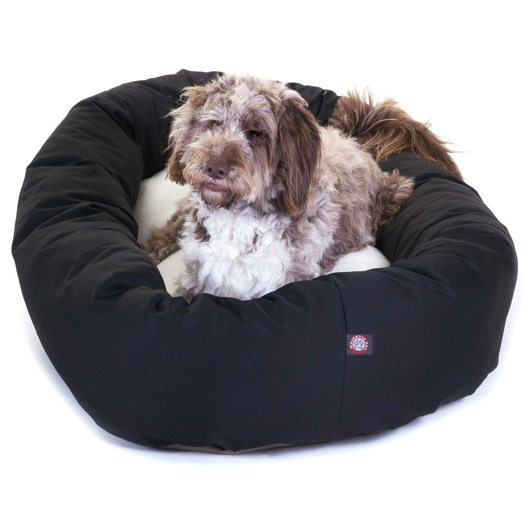 Majestic Pet 52 Inch Black & Sherpa Bagel Dog Bed Products, 52.0''L X 35.0''W X 11.0''Th