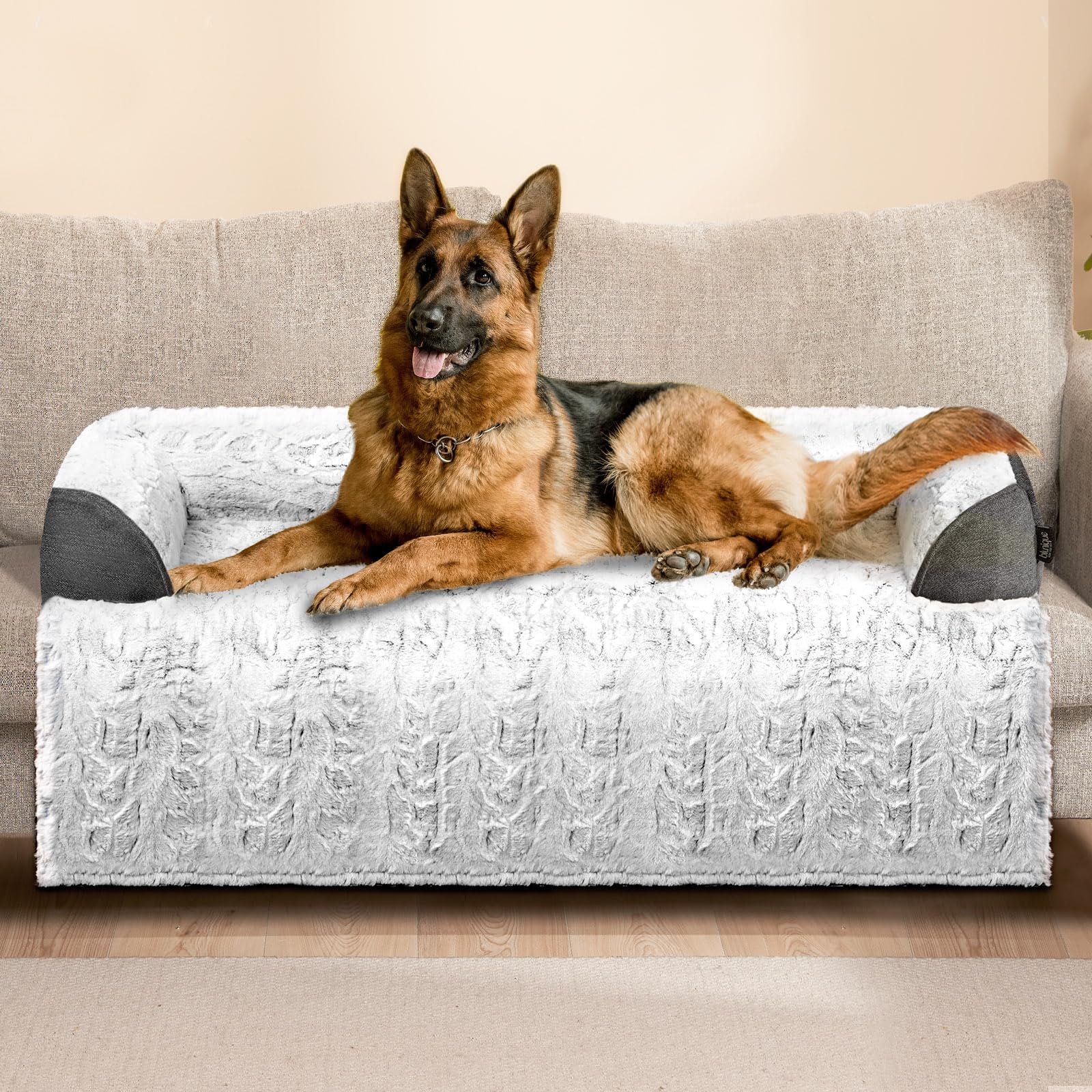 Blunique Calming Extra Large Dog Couch Bed, 45 X 37 Inch Waterproof Memory Foam Dog Bed For Couch, Durable Fluffy Fuzzy Dog Bed 
