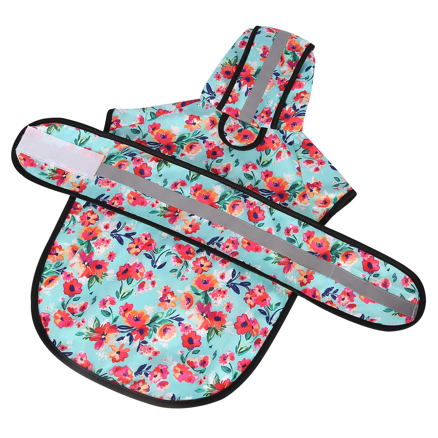 Hde Dog Raincoat Hooded Slicker Poncho For Small To X-Large Dogs And Puppies Turquoise - Xl