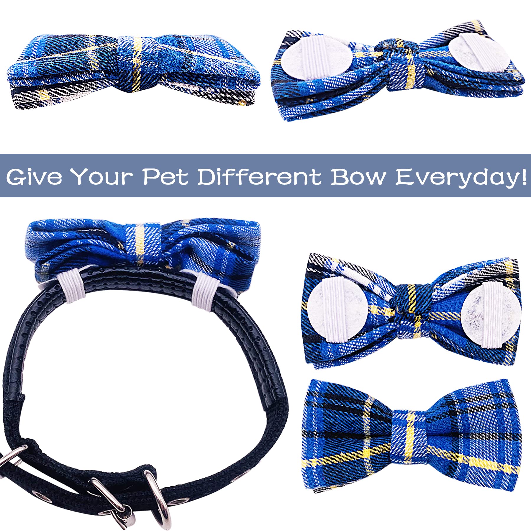 Pet Show 8Pcs Plaid Small Dogs Collar Bow Ties Puppies Cats Collar Charms Accessories Slides Attachment Bowties For Birthday Wed