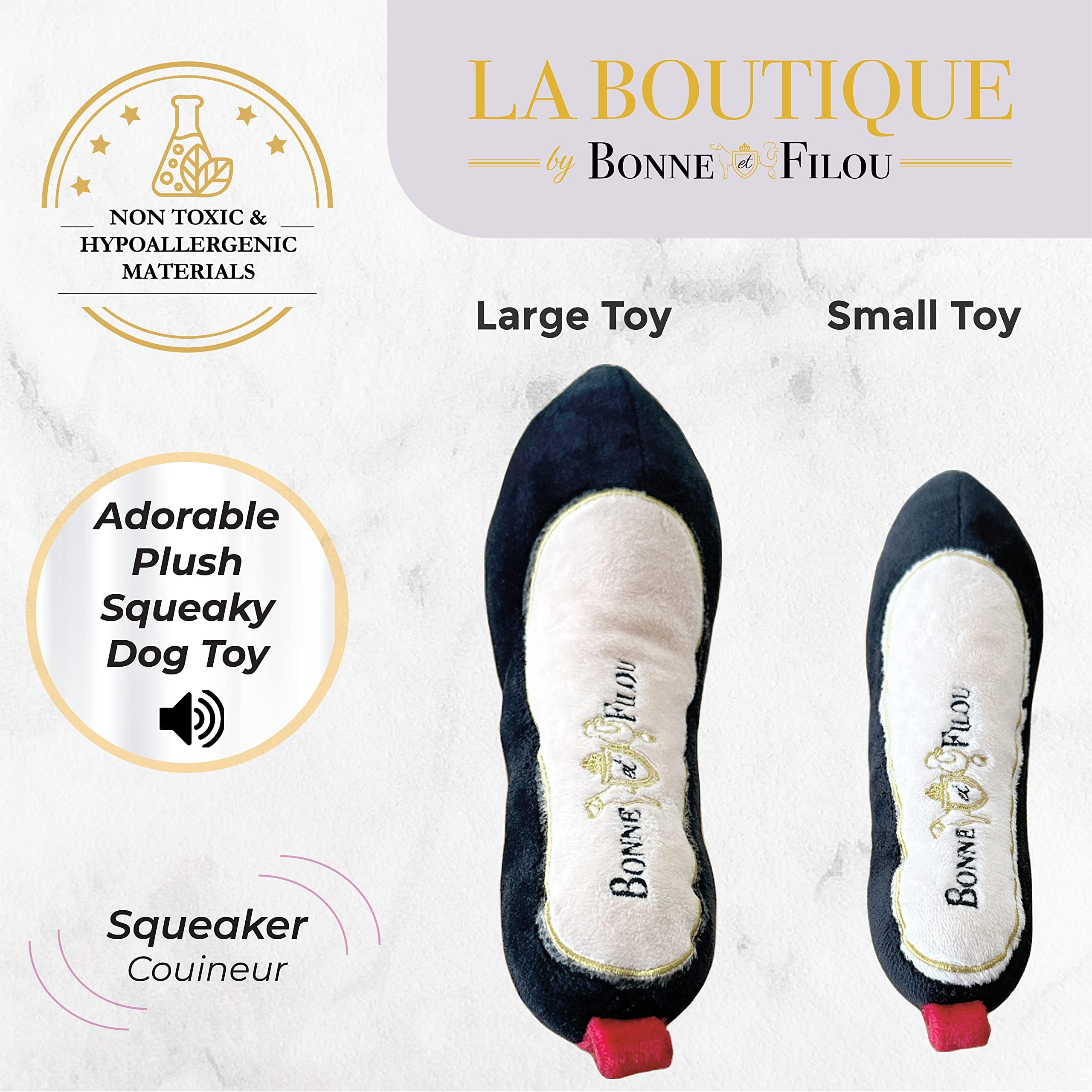Bonne Et Filou Red High Heel Plush Squeaky Dog Toy Durable And Soft Dog Chew Toy Perfect For Small And Medium Dogs Plush Toys For Aggressive Chewers (1 Large Size)