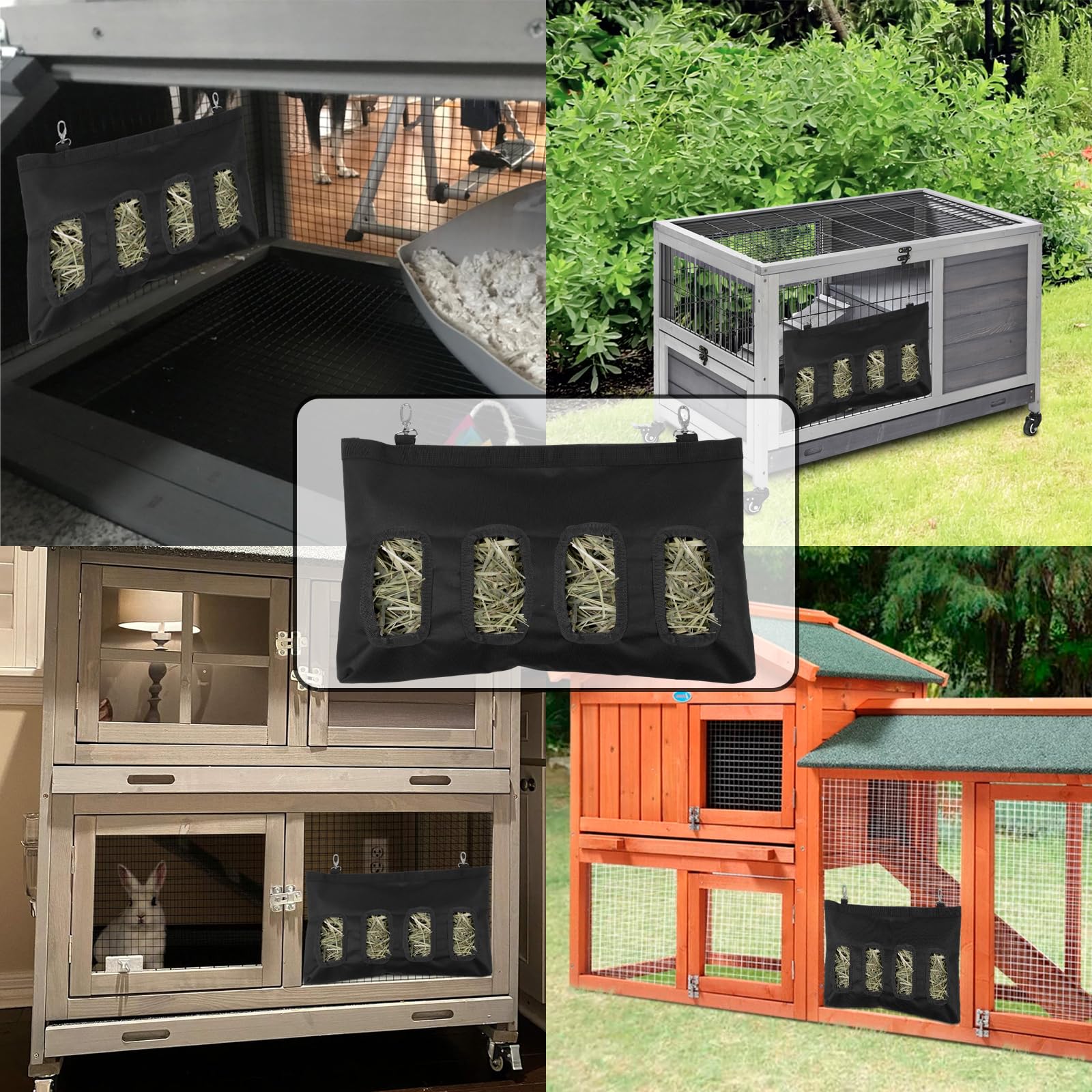 Tsgyrt Small Animal Feeder - 18In X11In Rabbit & Guinea Pig Hay Feeder Bag - 600D Oxford Cloth Fabric (Black)