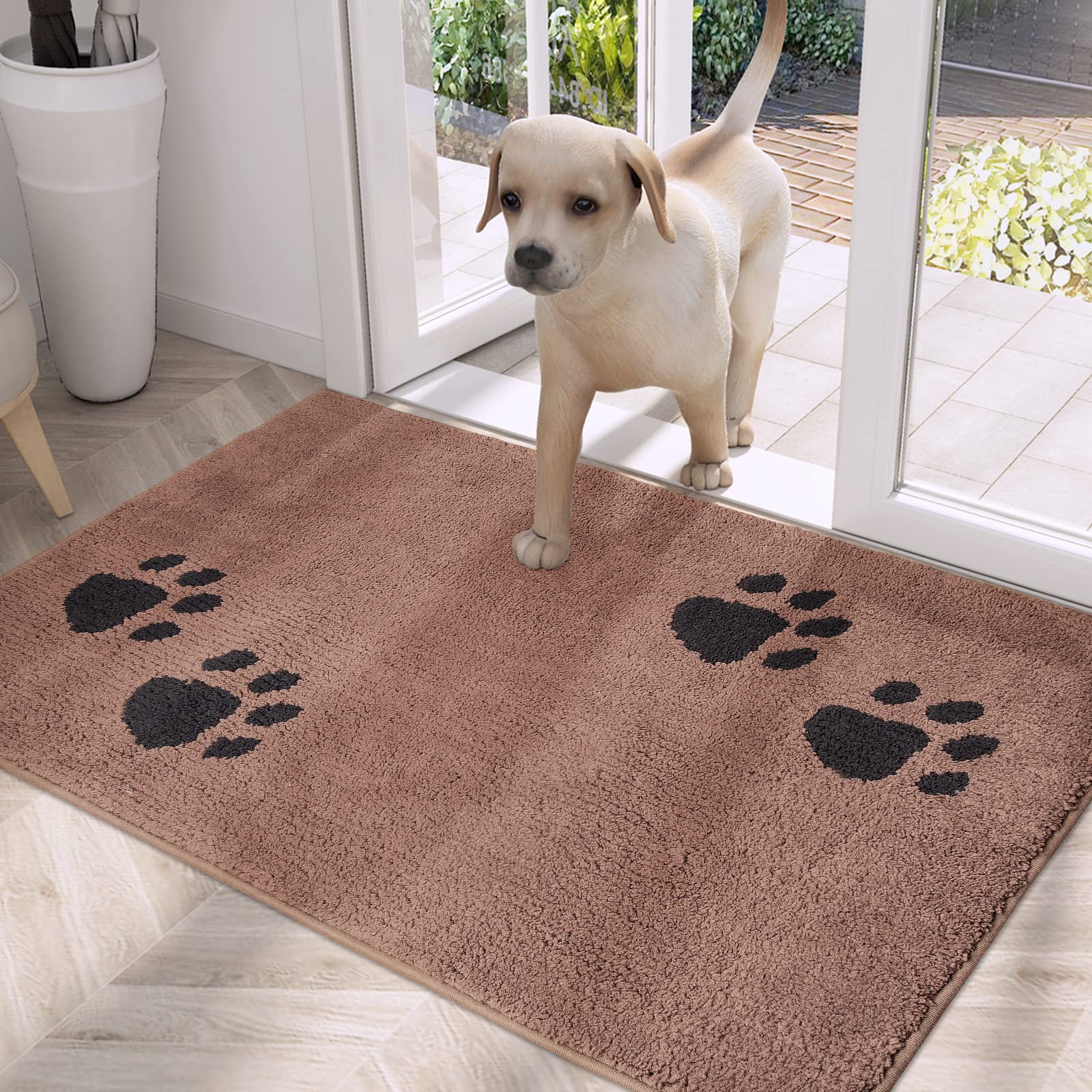 Purrugs Dirt Trapper Door Mat 20'' X 31.5'', Non-Skid/Slip Machine Washable Microfiber Entrance Rug, Shoes Scraper, Dog Doormat,