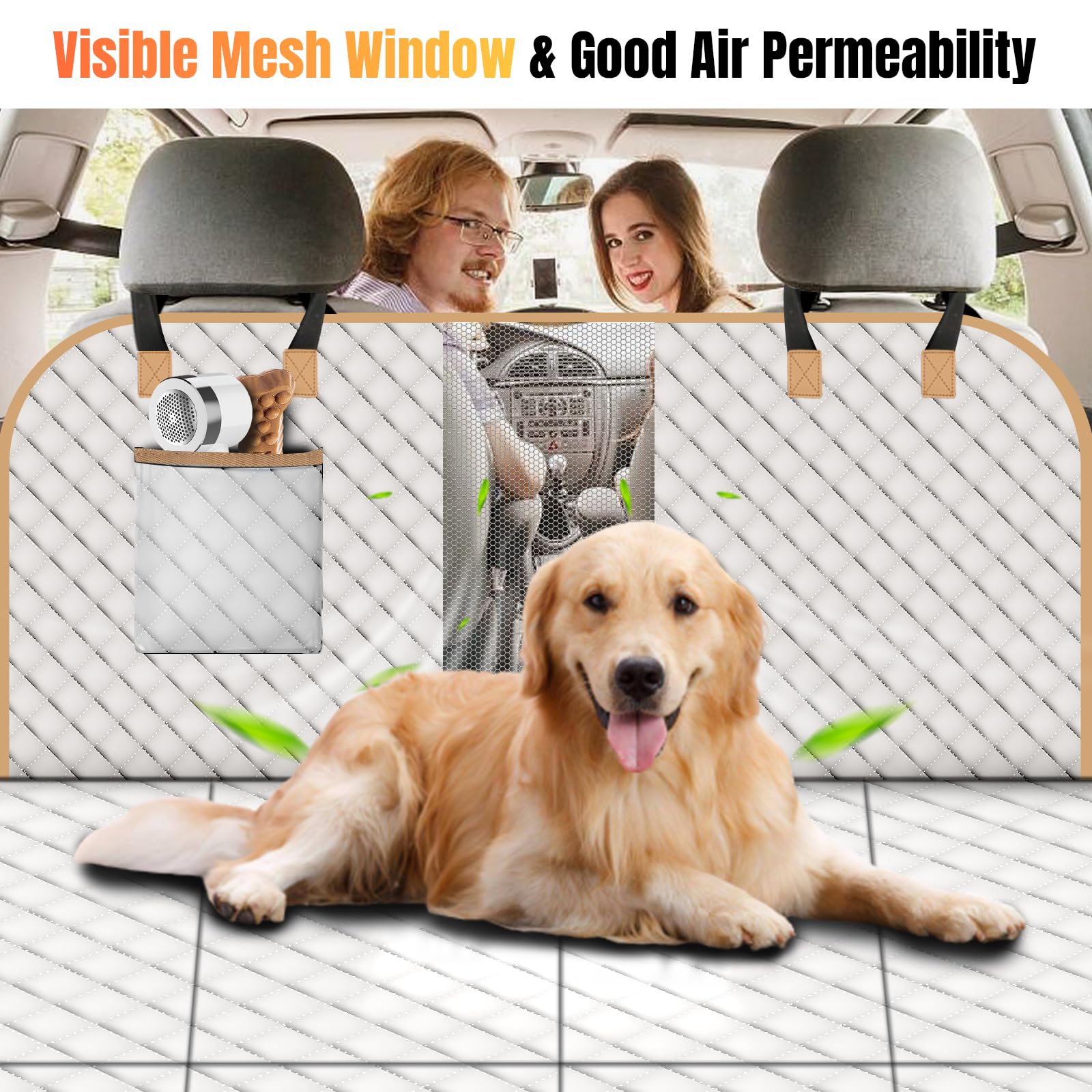 Lekespring Dog Car Seat Cover For Back Seat, Dog Car Bed Cover With Strong Hard Bottom, Car Back Seat Extender Hammock For Car S