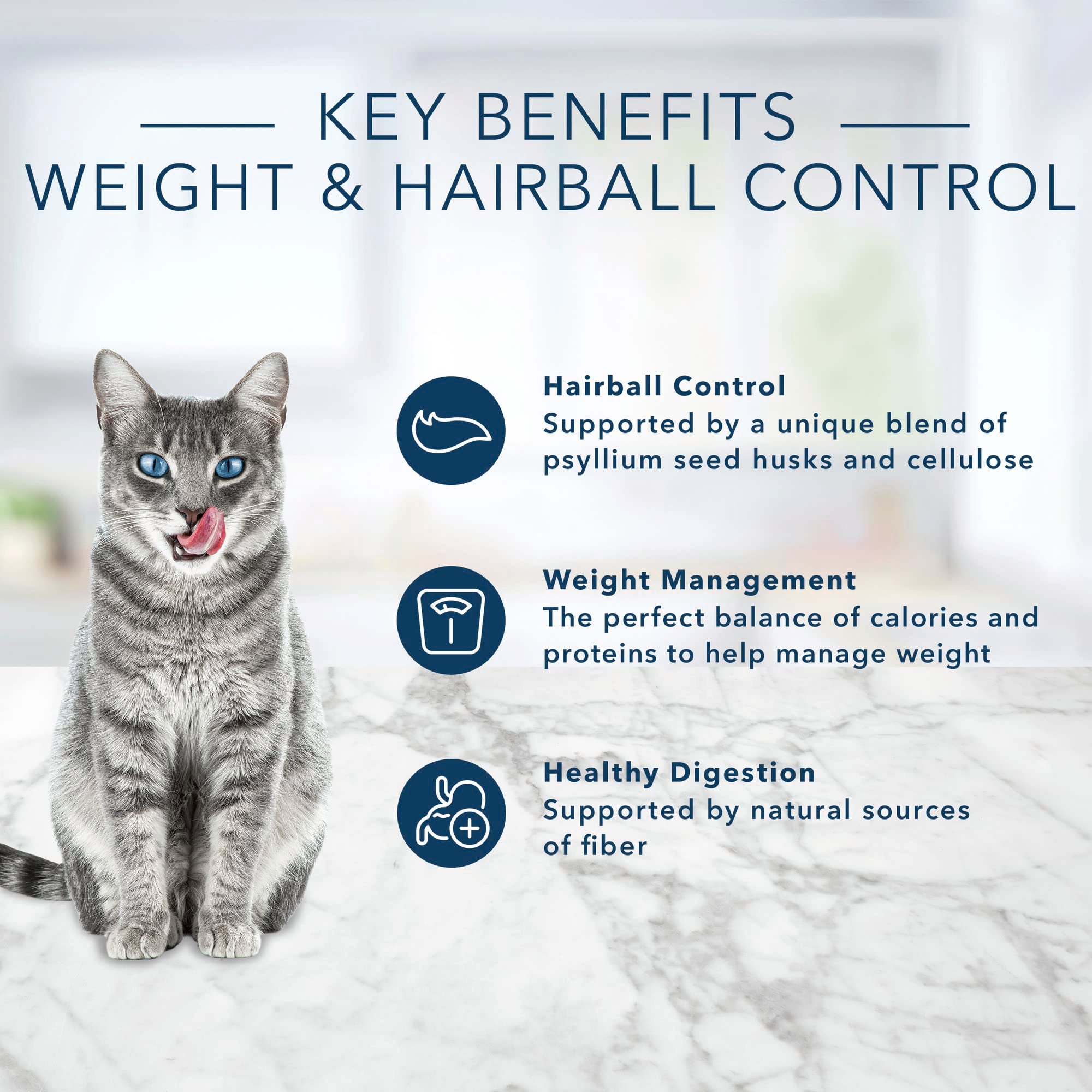 Blue Buffalo Tastefuls Weight & Hairball Control Natural Dry Food for Adult Cats, 3-lb. Bag
