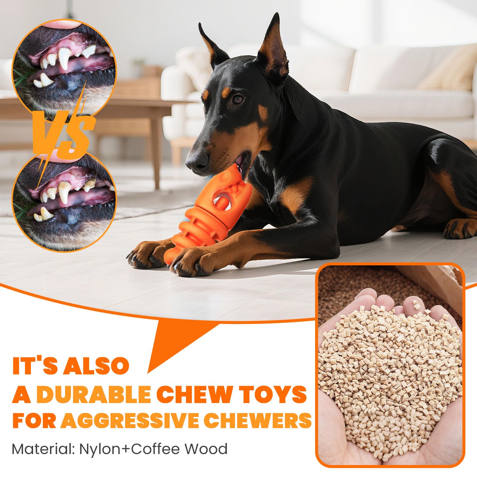 BAEJMJK Bully Stick Holder for Dogs - Durable Chew Toy for Aggressive Chewers, Safety Holder for Medium & Large Dogs, Orange