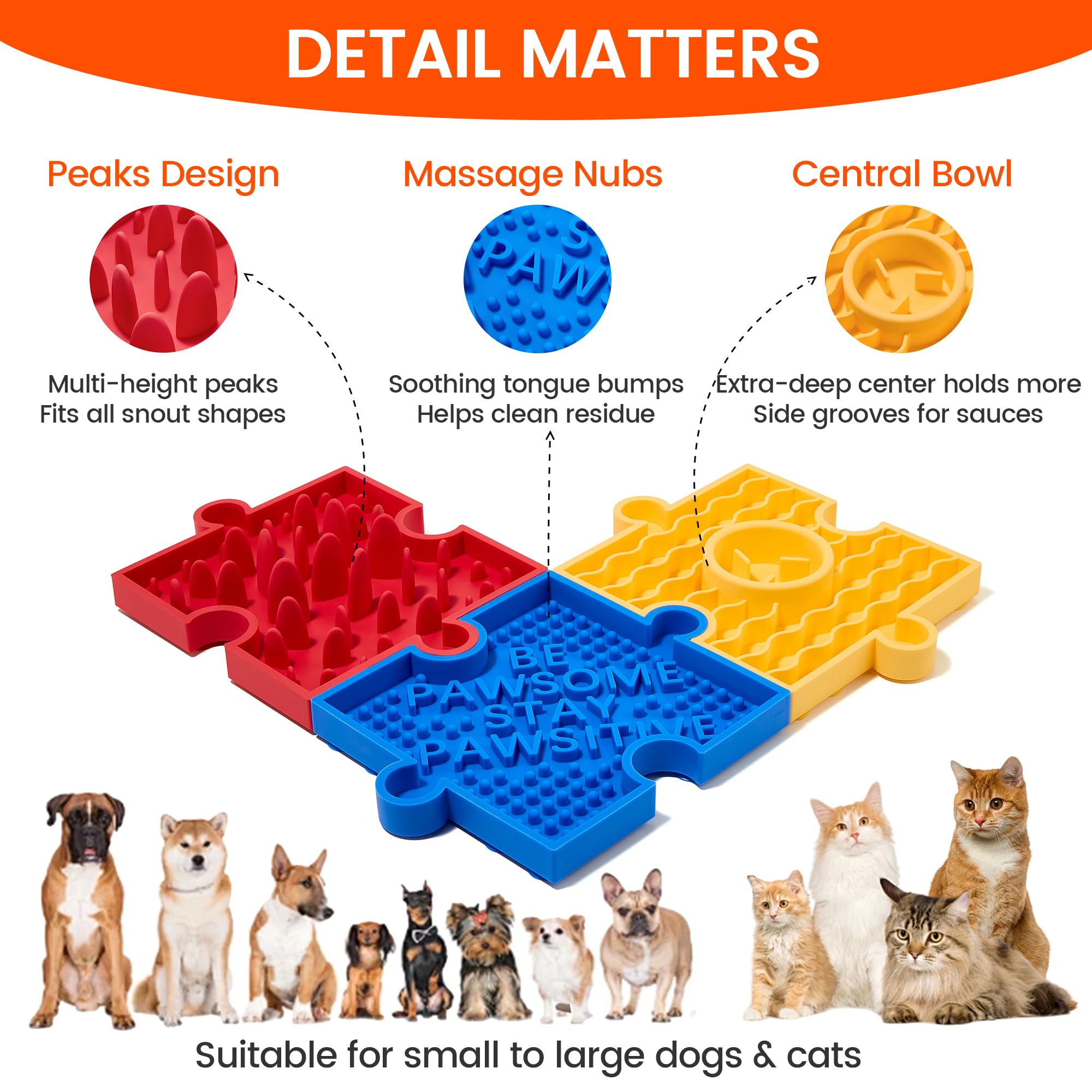 HowGo Puzzle Slow Feeder Lick Mat for Dogs, 38+ Suction Cups | Non-Slip Heavy Duty Maze Enrichment Bowl BPA-Free Silicone | Redu