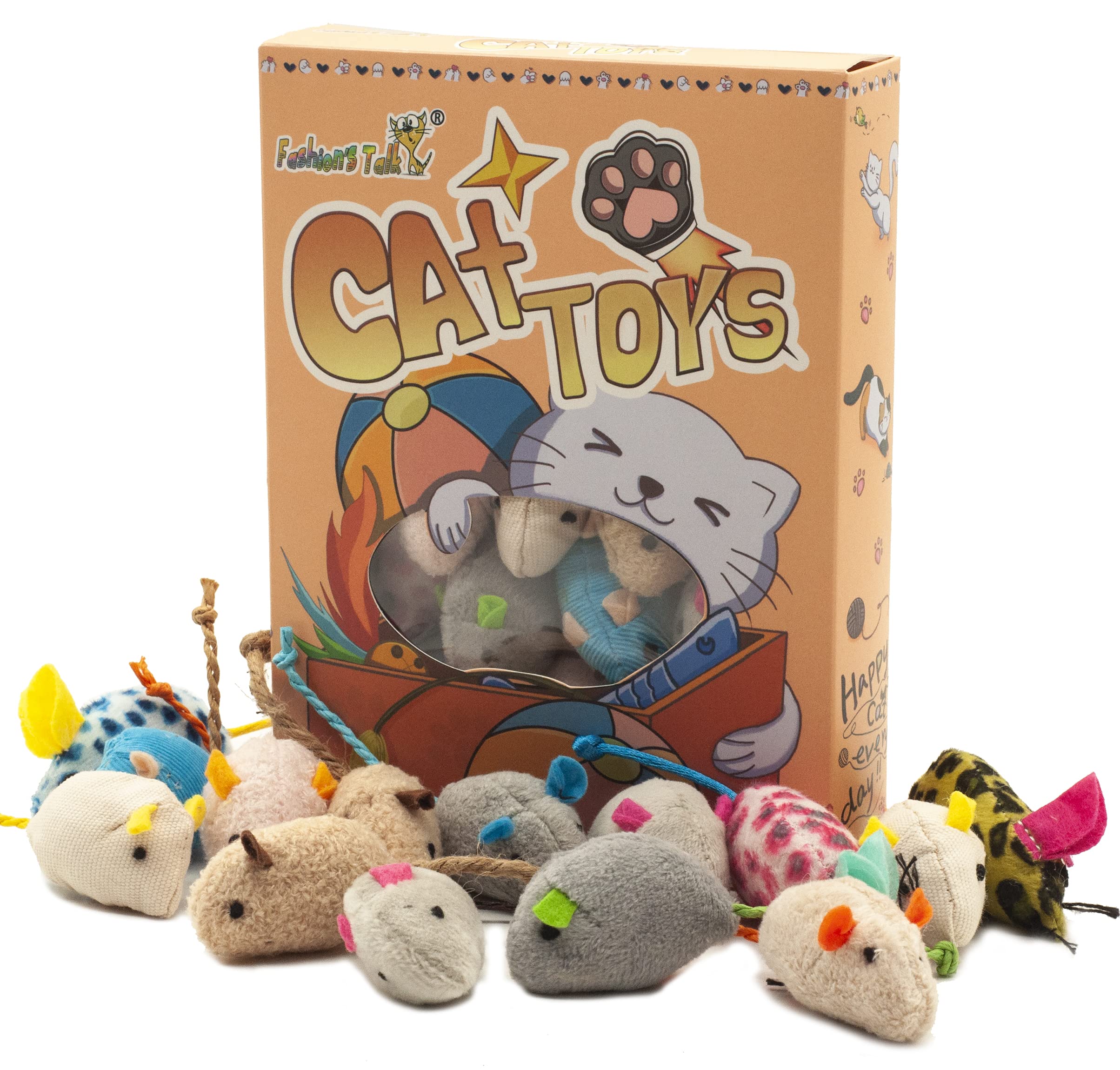 Fashion s Talk Mouse Cat Toys Soft Plush Catnip Mice Assorted Style Variety Pack 32 Count