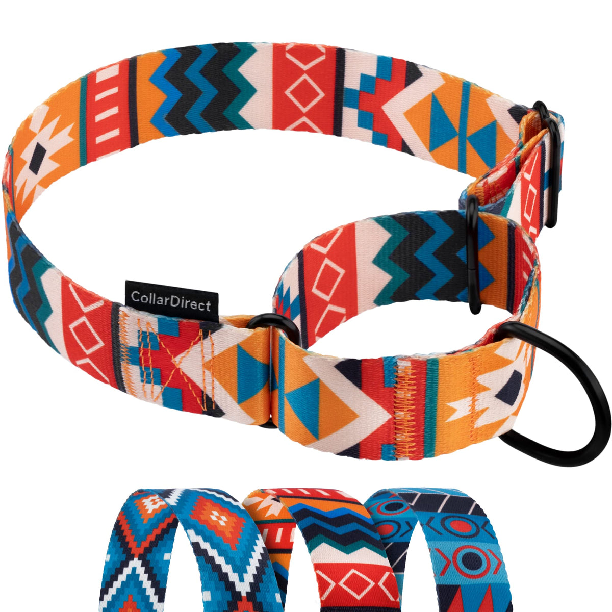 Collardirect Martingale Dog Collar Nylon Safety Training Tribal Pattern Adjustable Heavy Duty Collars For Dogs Medium Large (Pattern 2, Large, Neck Size 15'-20')