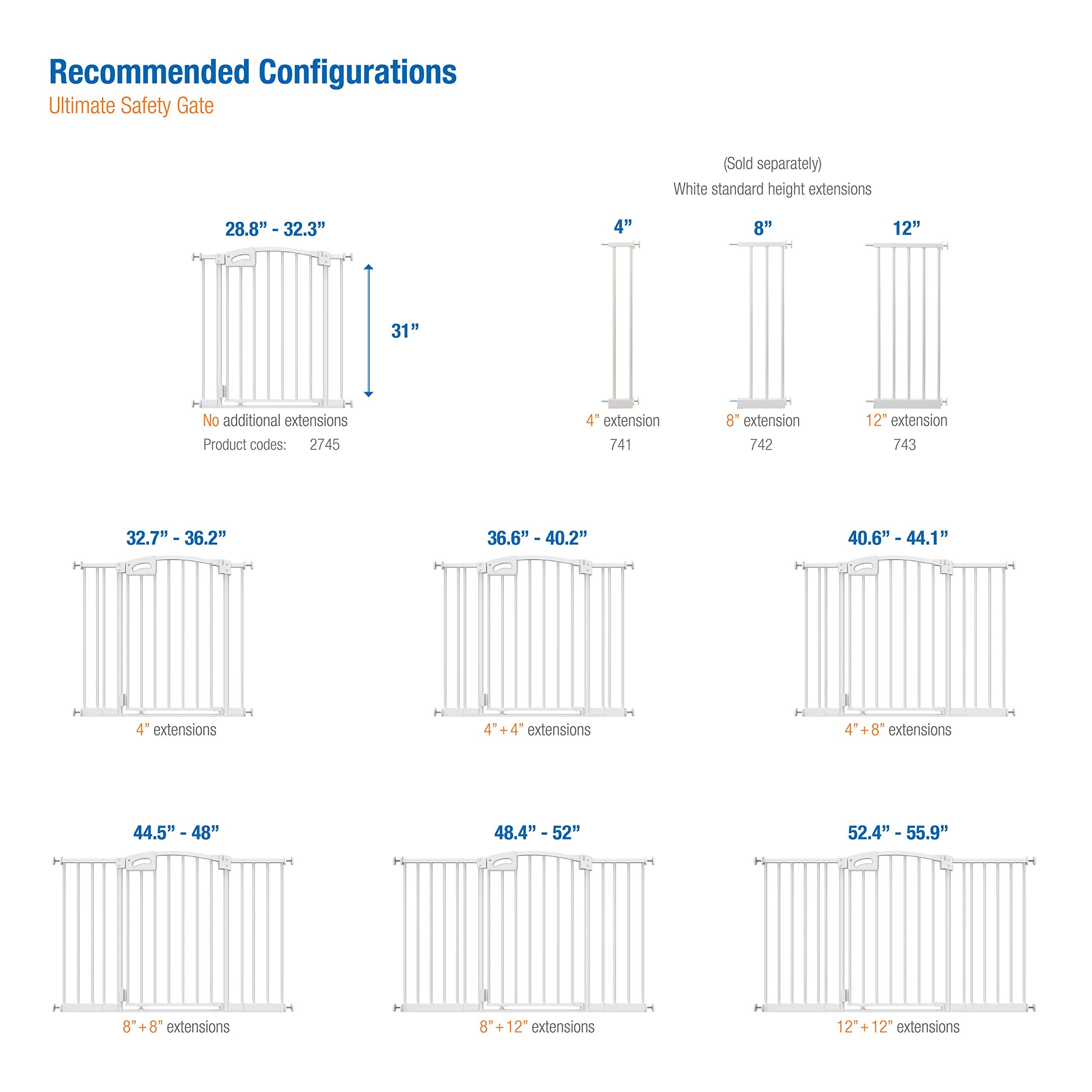 Perma Baby Gate Extension, White, 12    - Fits Standard Perma Safety Gates