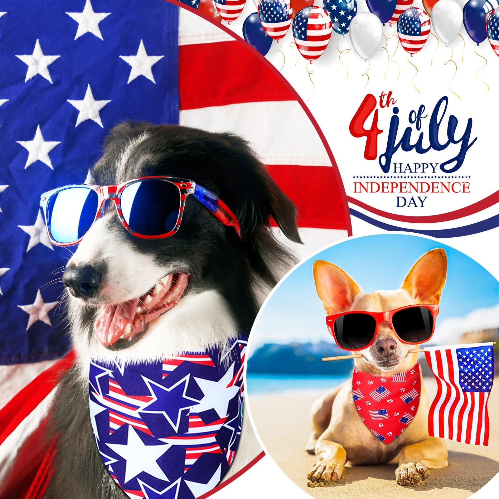Loopeer 30 Pcs 4Th Of July Dog Bandanas Bulk For Dogs Memorial Day Dog Bandanas Gifts Independence Day Patriotic Star Bandanas N