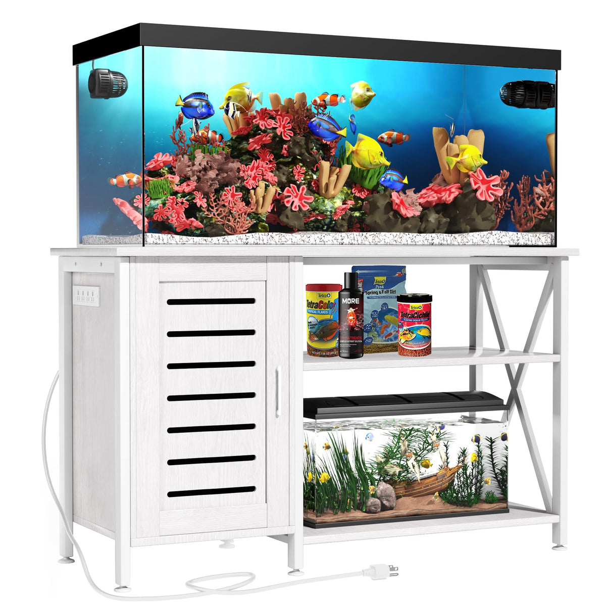 Herture 55-75 Gallon Fish Tank Stand, Aquarium Stand With Power Outlets And Cabinet For Fish Tank Accessories Storage, Heavy Dut