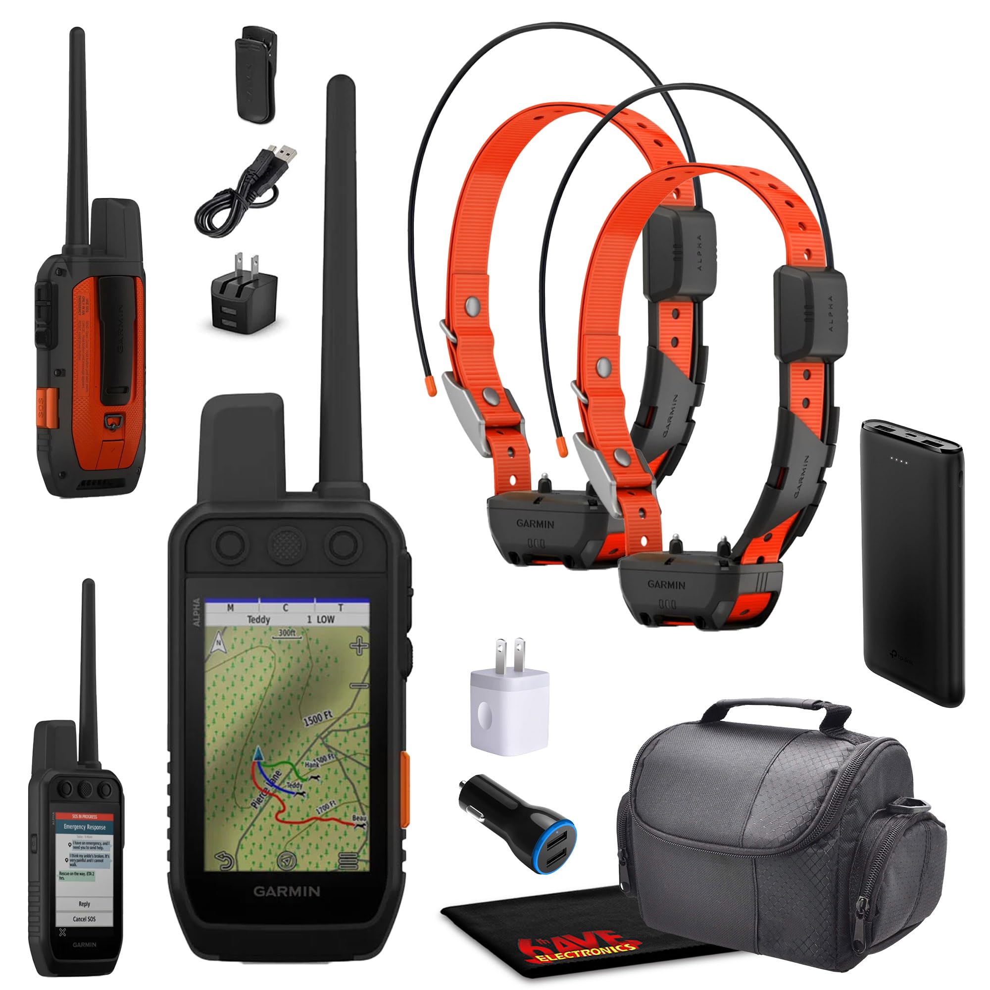 Garmin Alpha 300i Handheld Advanced Dogs Tracking & Training System with inReach Technology Bundle with 2X Garmin Dog Collar Alp